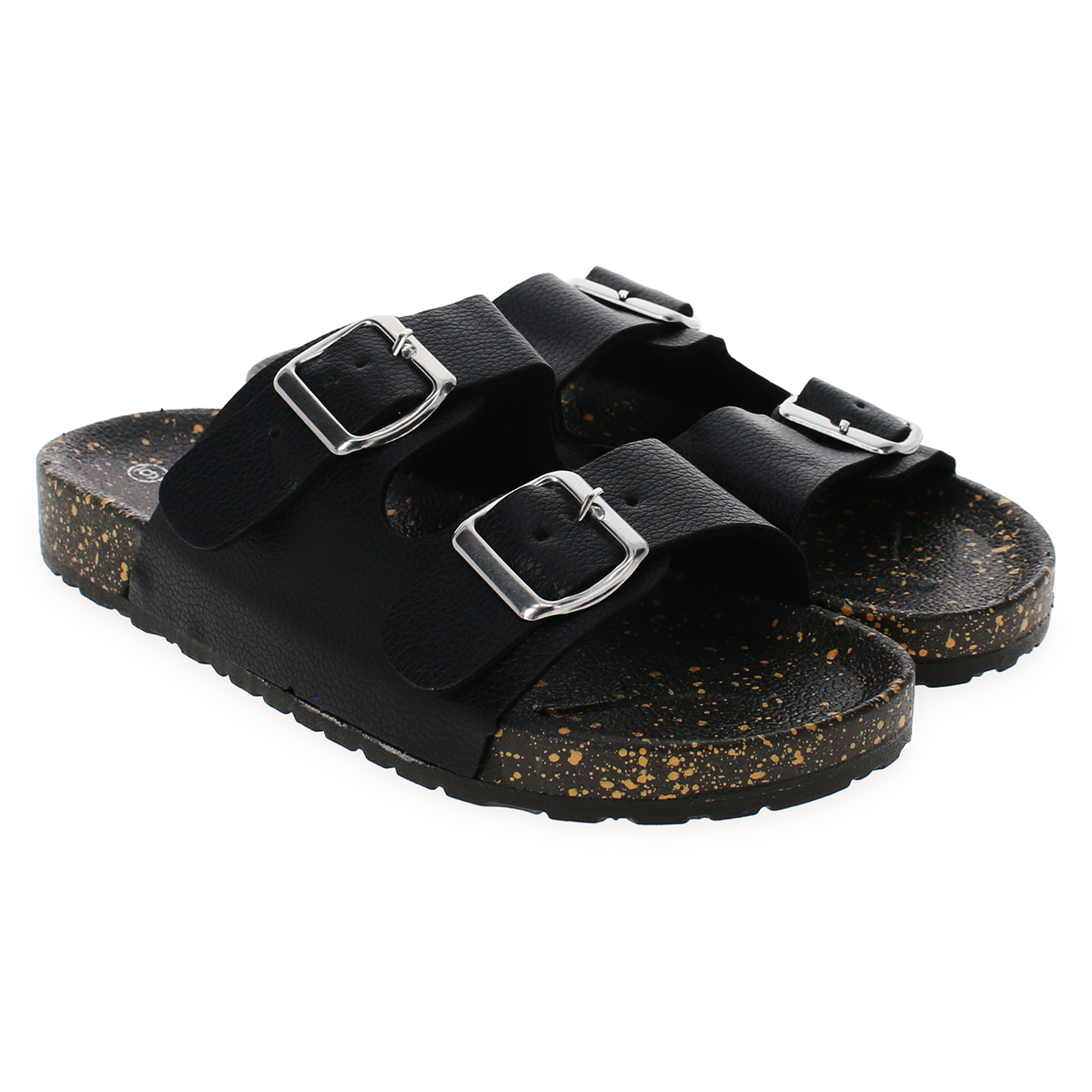 Ladies Faux Leather Double Buckle Sandals