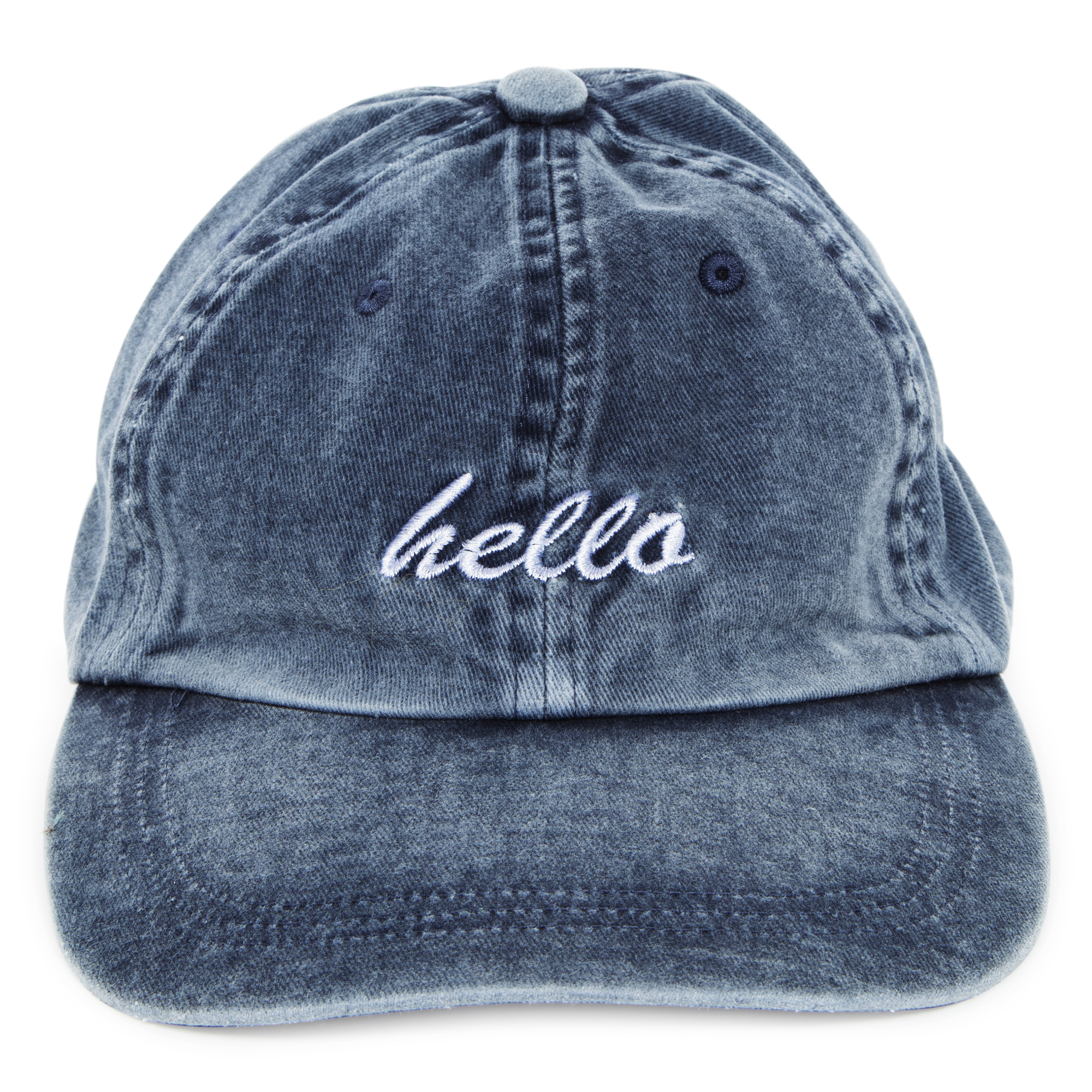 Juniors 'Hello' Washed Denim Baseball Cap