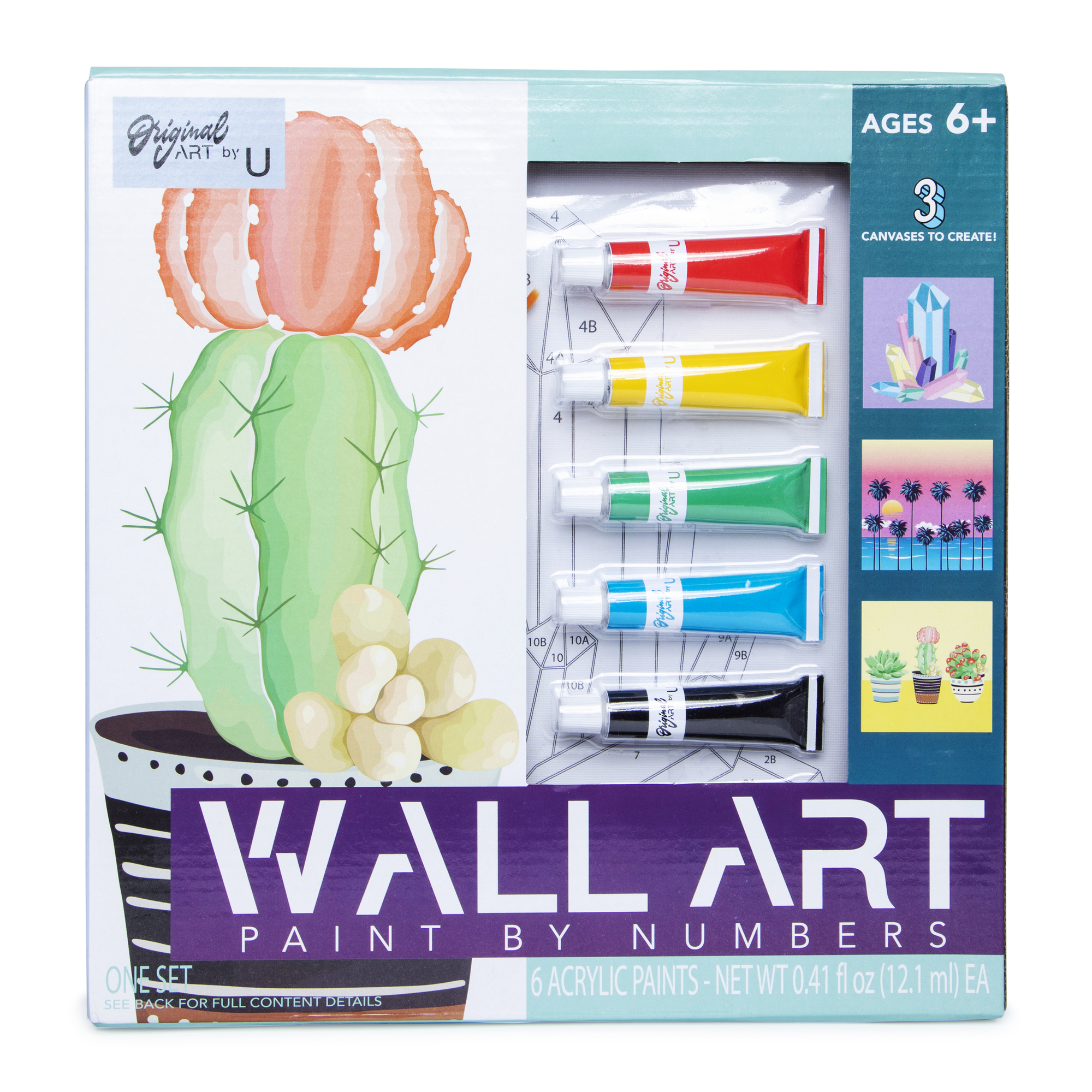 Paint-By-Numbers Art Kit w/ 3 Canvases