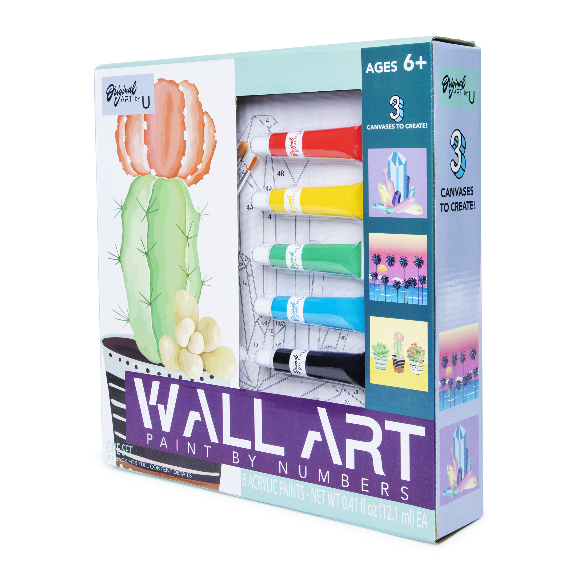 Paint-By-Numbers Art Kit w/ 3 Canvases