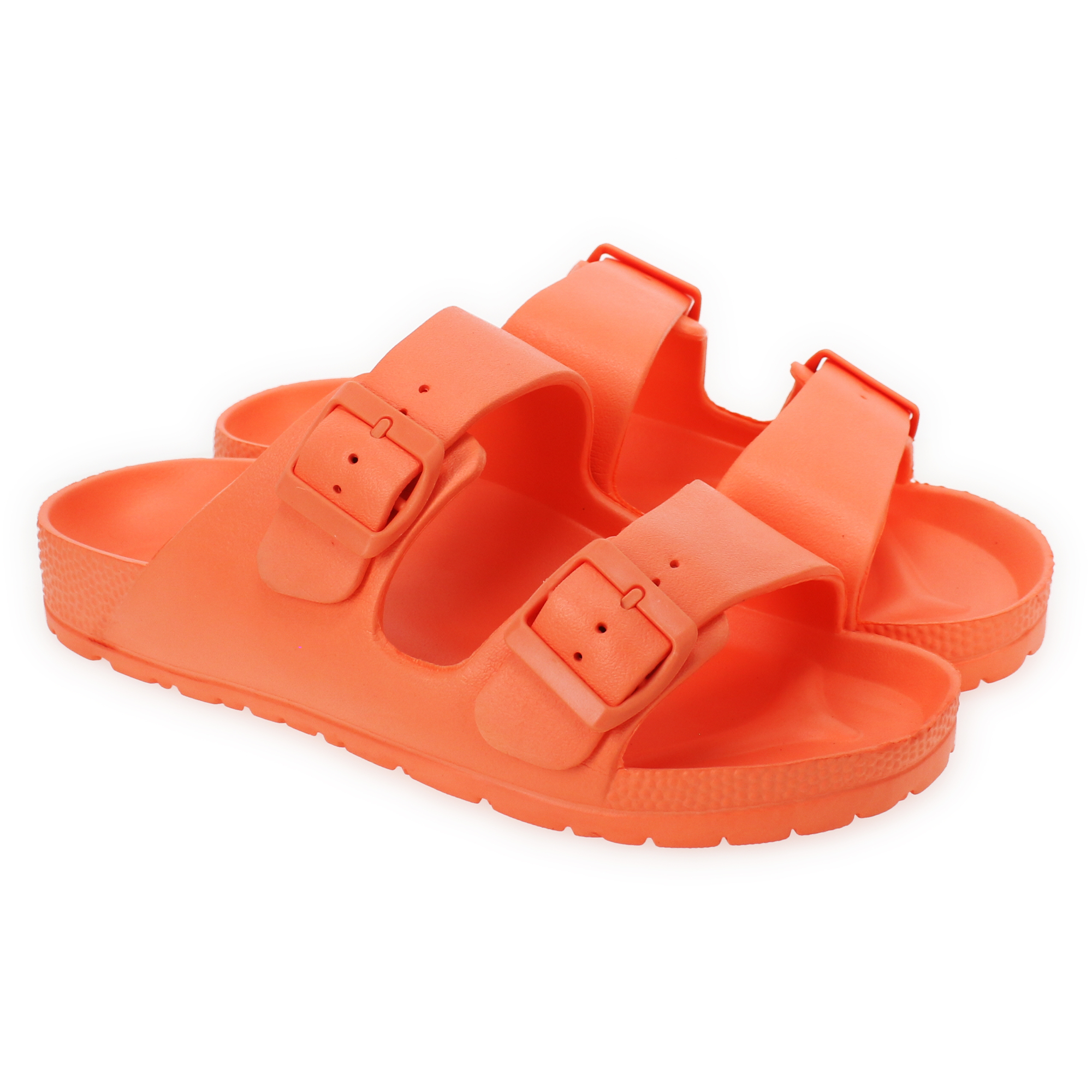 Ladies Eva Double Buckle Sandals - Orange