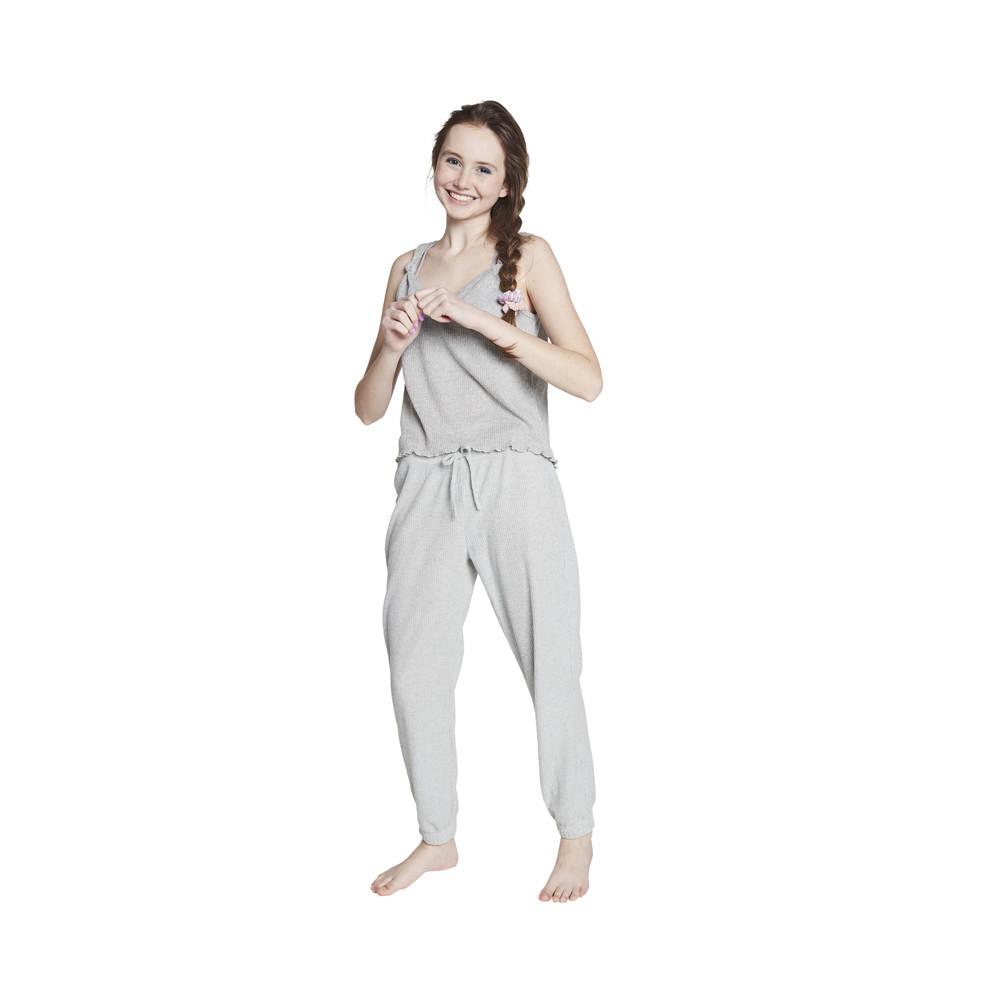 Juniors Knot Strap Tank Top - Heather Gray