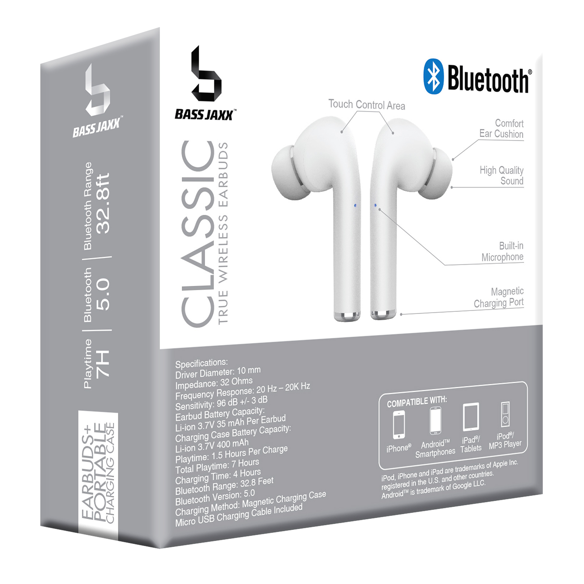 Classic Bluetooth® Earbuds With Mic