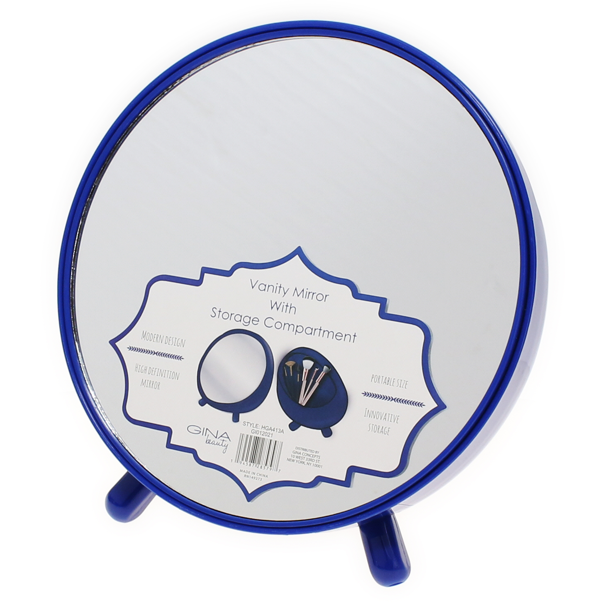 Round Vanity Mirror w/ Storage Compartment 7in