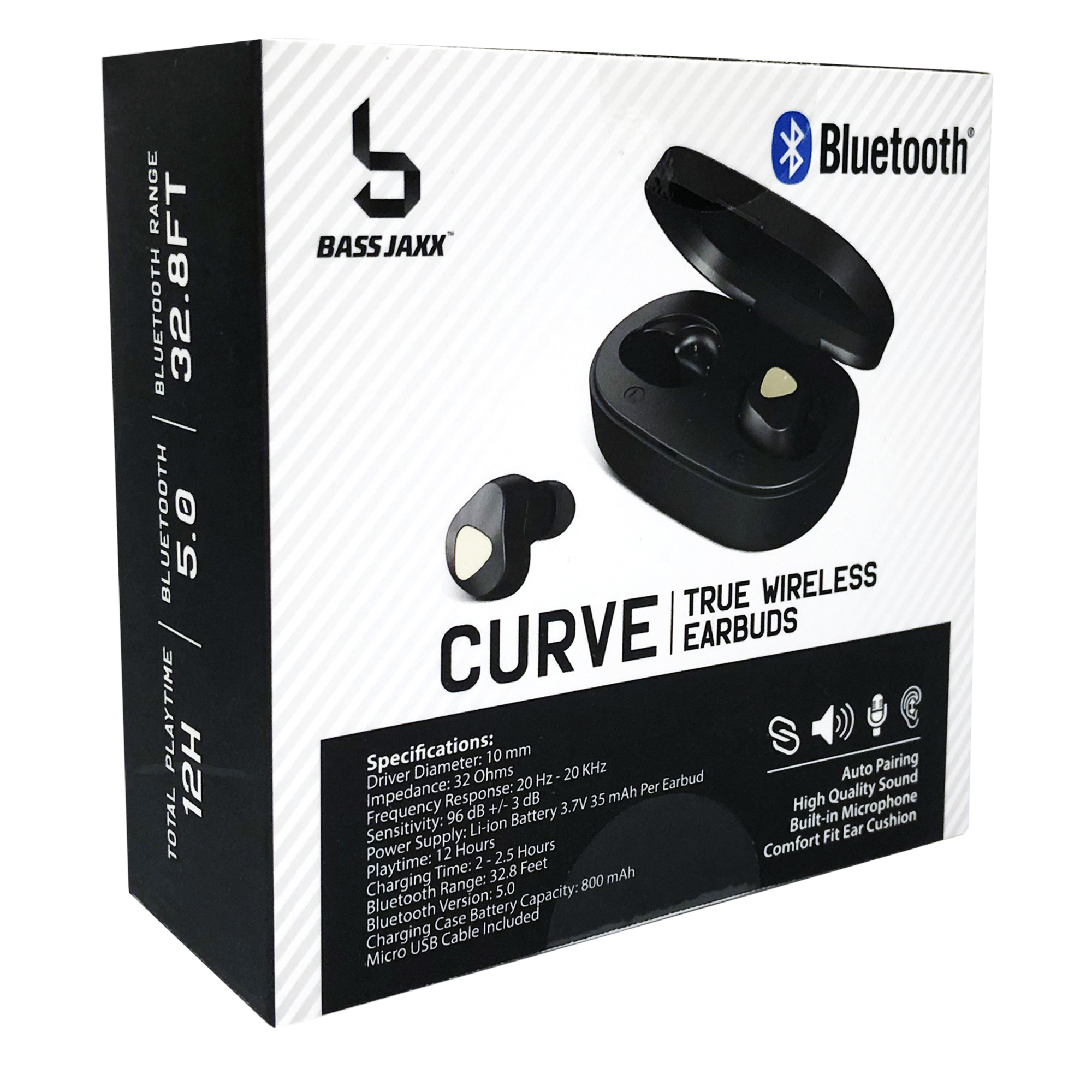 Curve Bluetooth® Earbuds With Mic & Charging Case