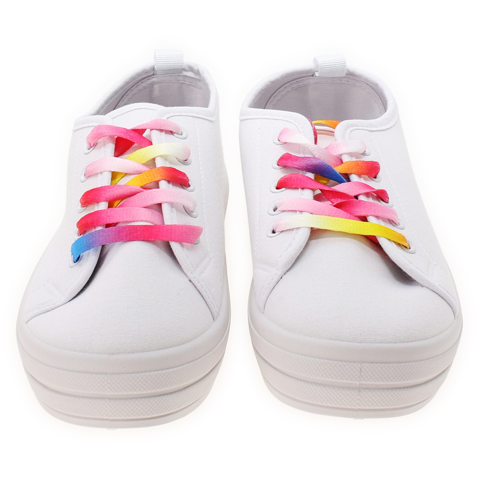 Ladies Super Sole White Sneakers w/ Tie Dye Laces