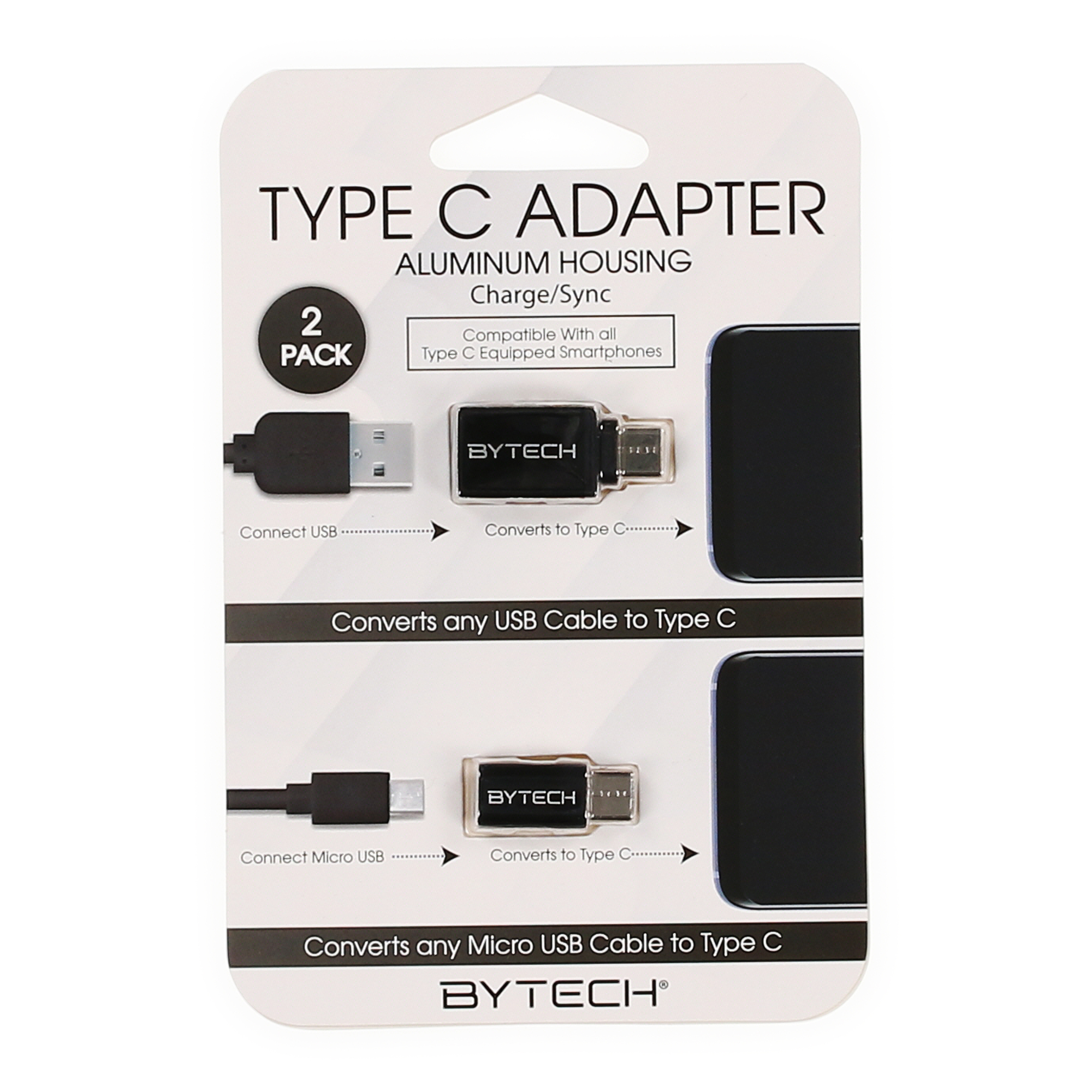 USB-C Adapter 2-Pack (Converts USB & Micro-USB To USB-C)