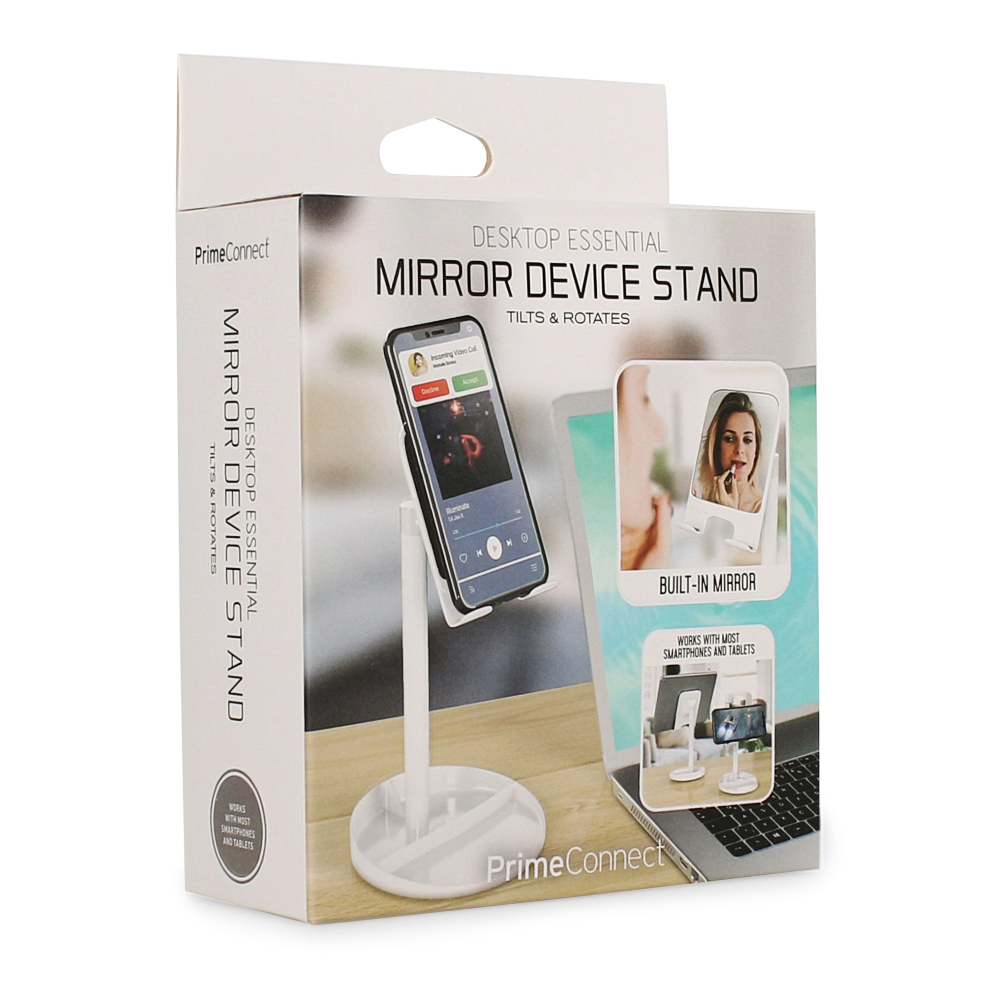 Desktop Tablet & Phone Stand With Vanity Mirror