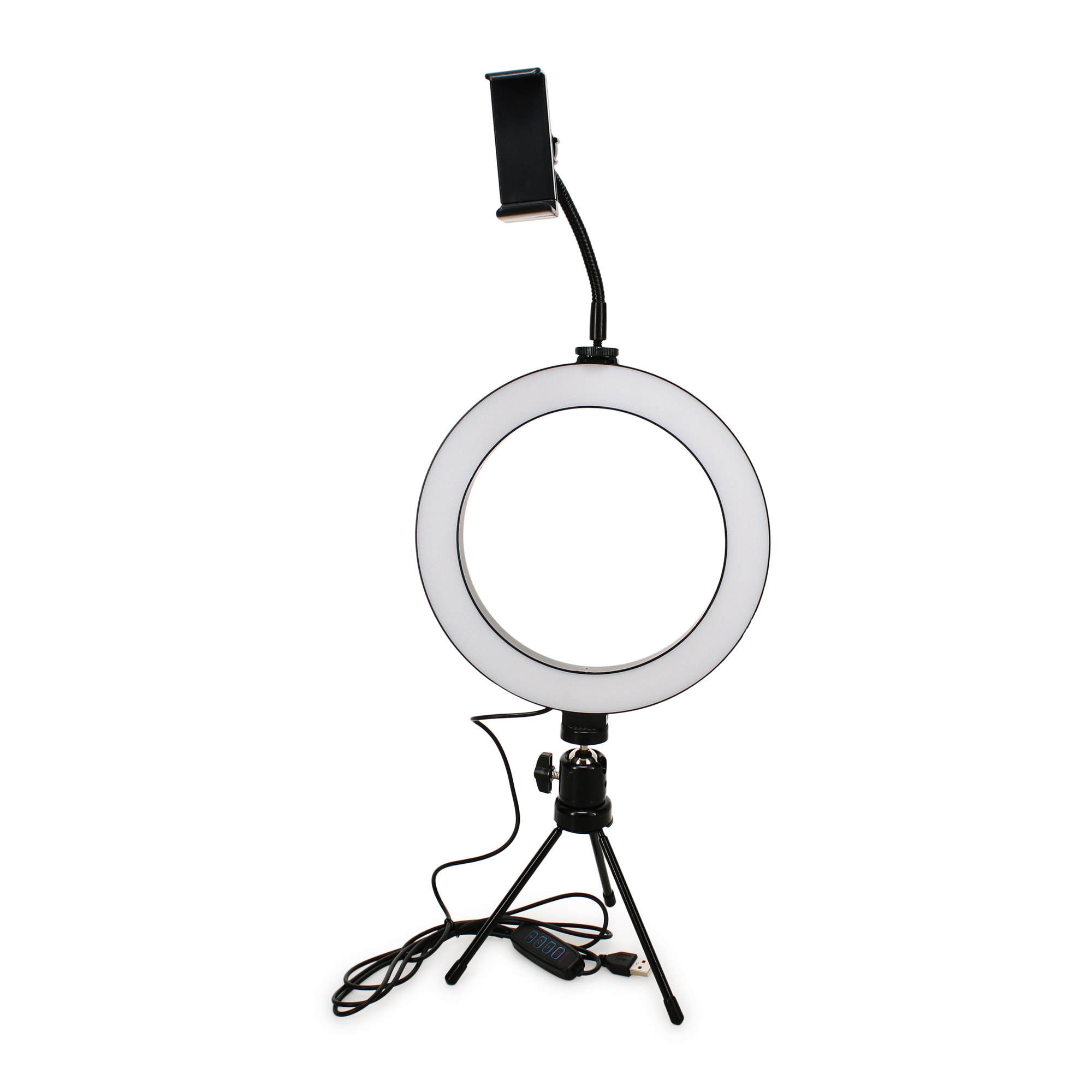 Deluxe 8in Studio Ring Light Phone Mount With inline Remote