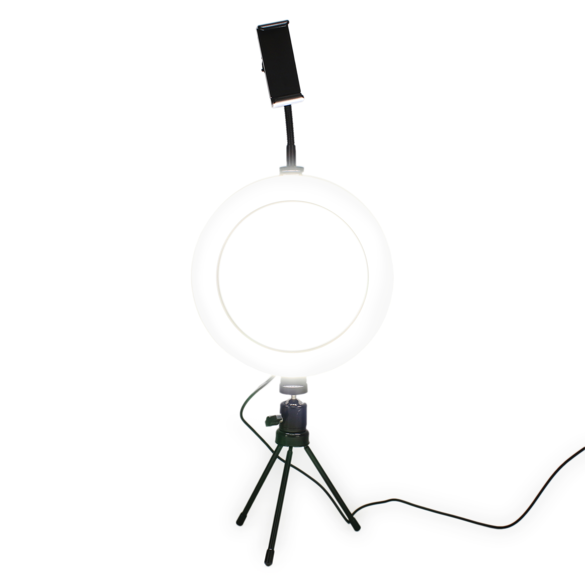 Deluxe 8in Studio Ring Light Phone Mount With inline Remote