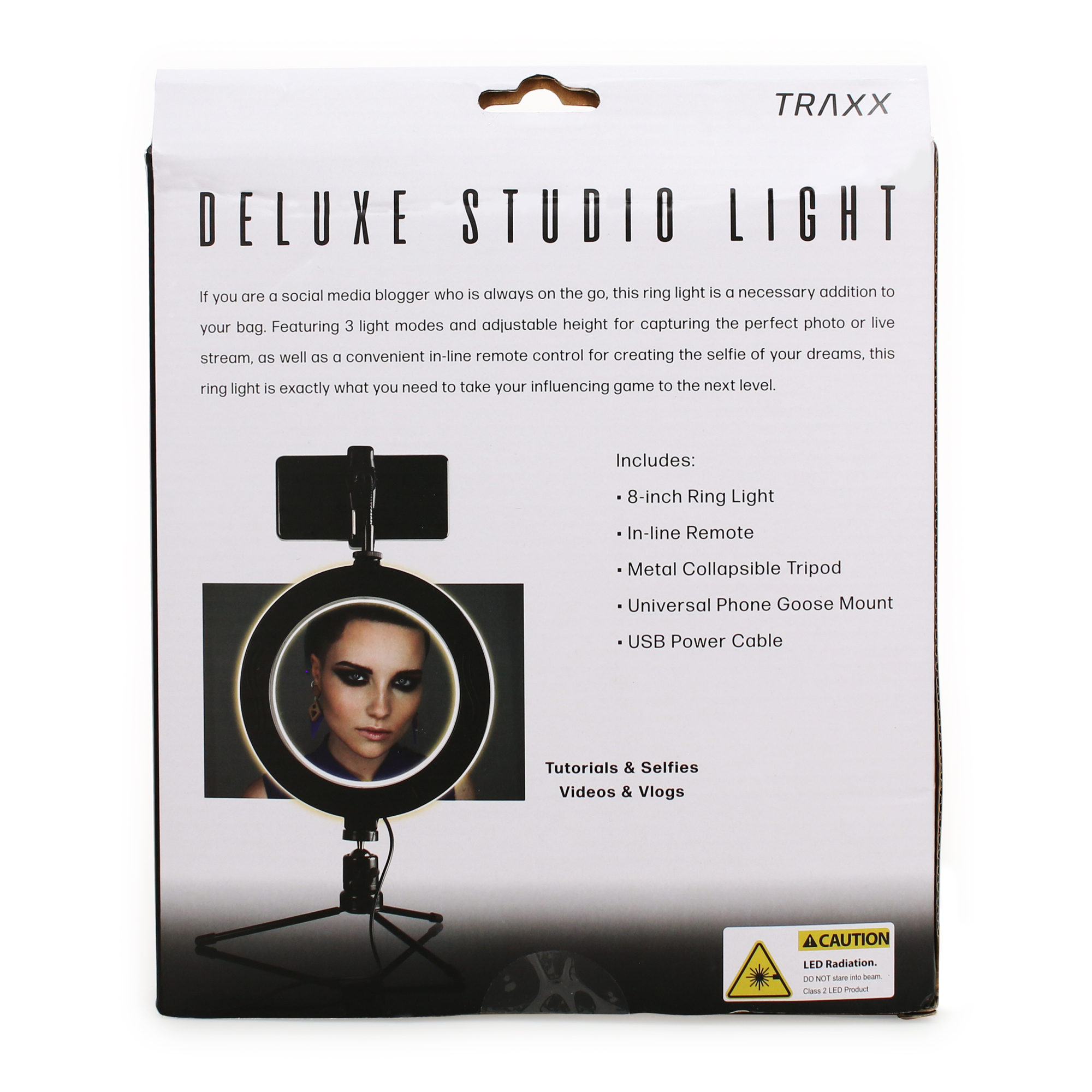 Deluxe 8in Studio Ring Light Phone Mount With inline Remote
