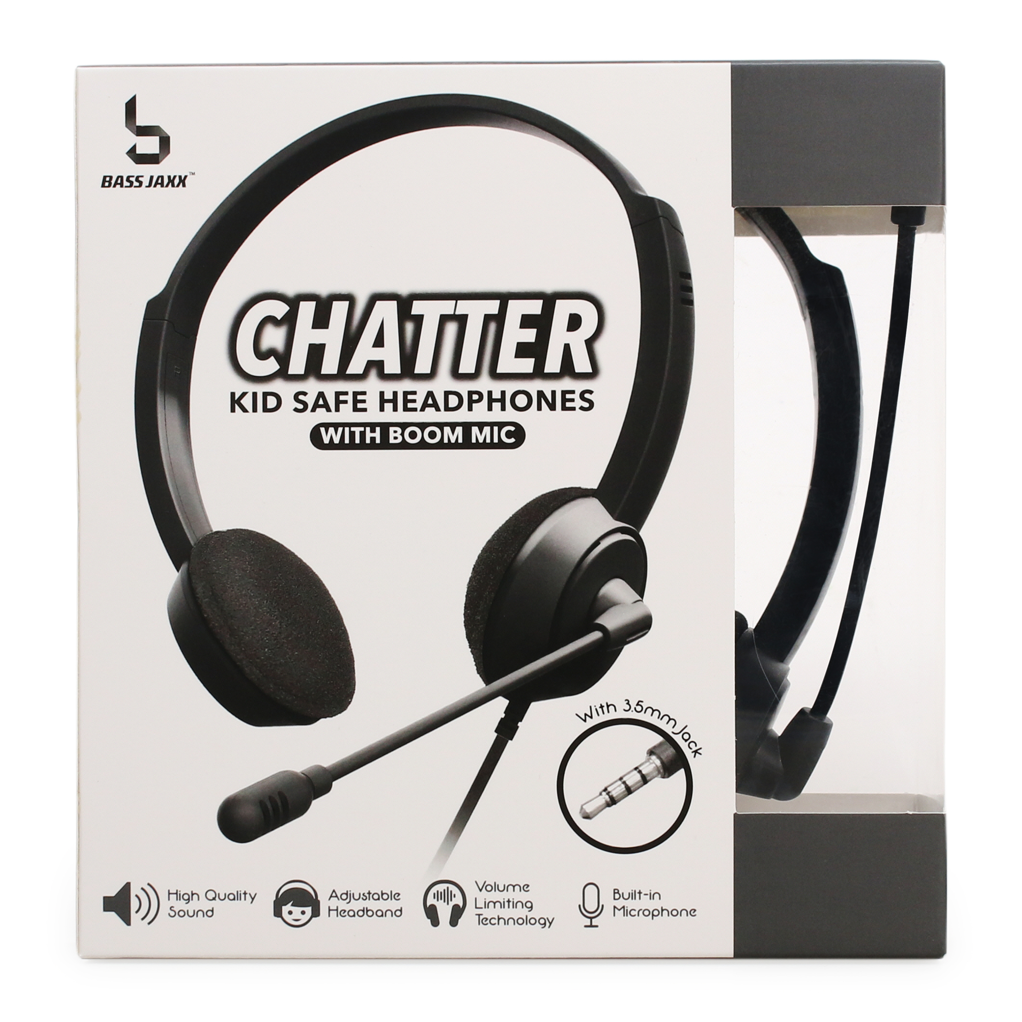 Kid-Safe Volume Limiting Headset w/ Boom Mic For Kids, Aux-in