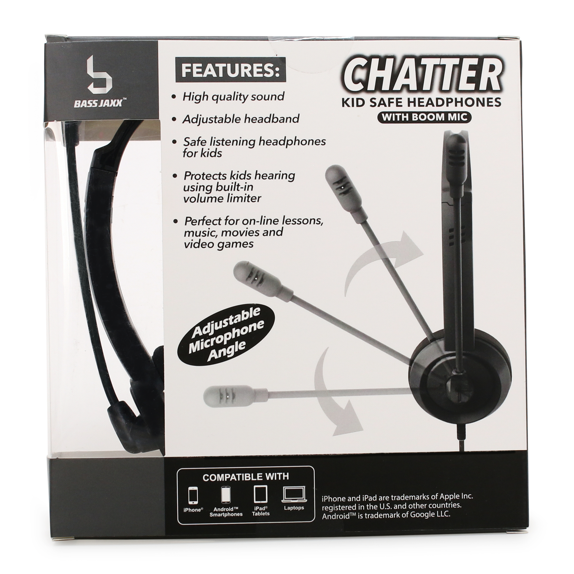 Kid-Safe Volume Limiting Headset w/ Boom Mic For Kids, Aux-in