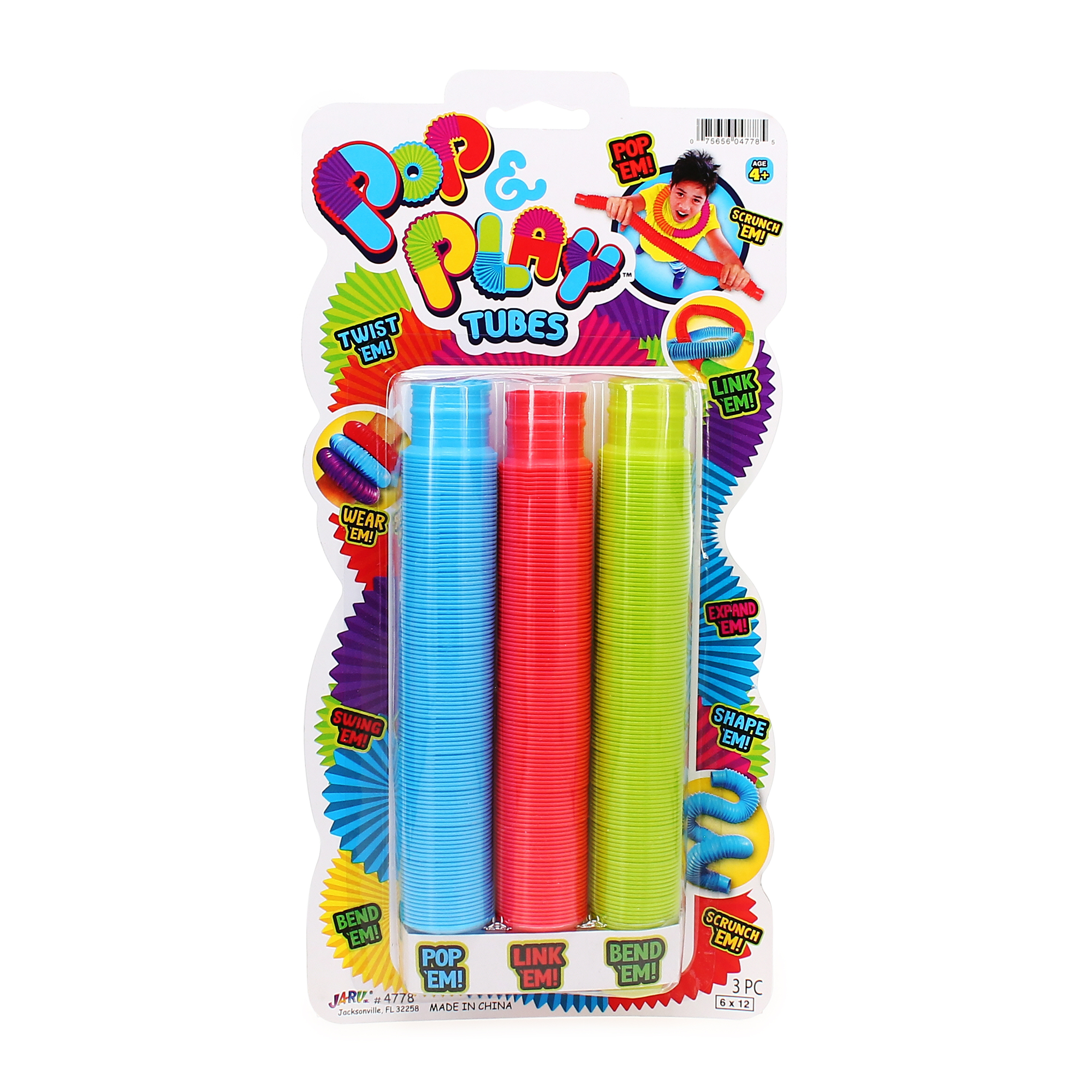 Ja-Ru® Pop & Play™ Tubes Fidget Toys 3-Count