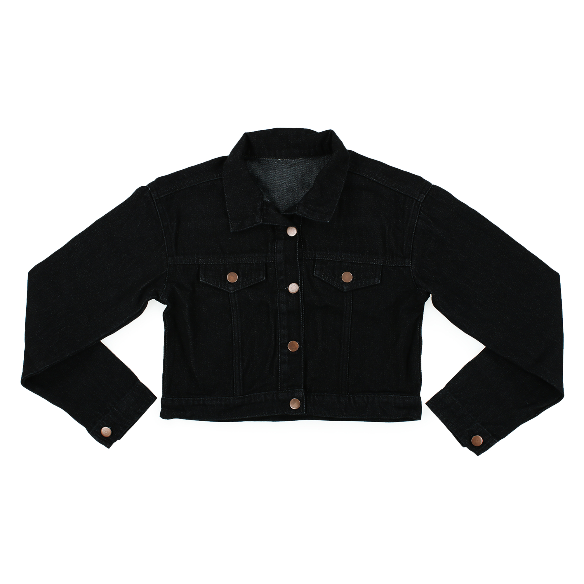 Juniors Cropped Black Denim Jacket