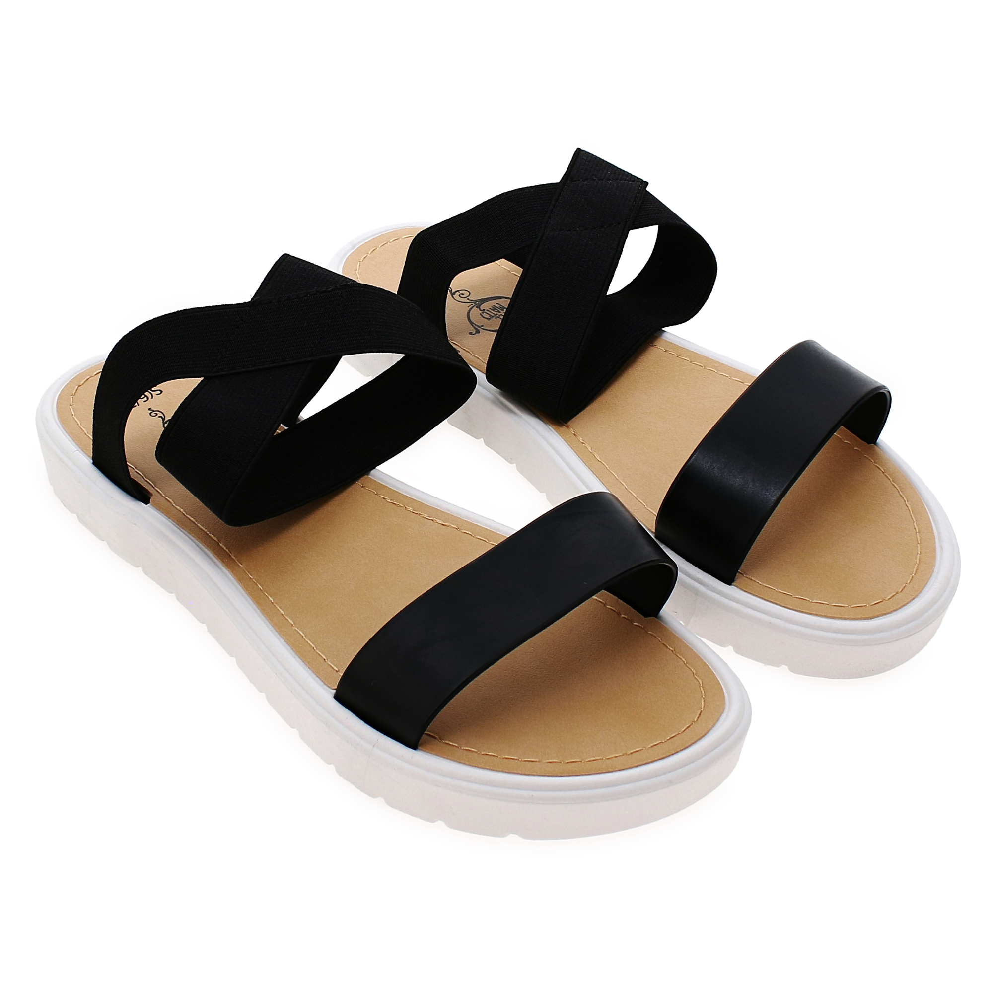 Ladies Ankle Strap Sandals - Black