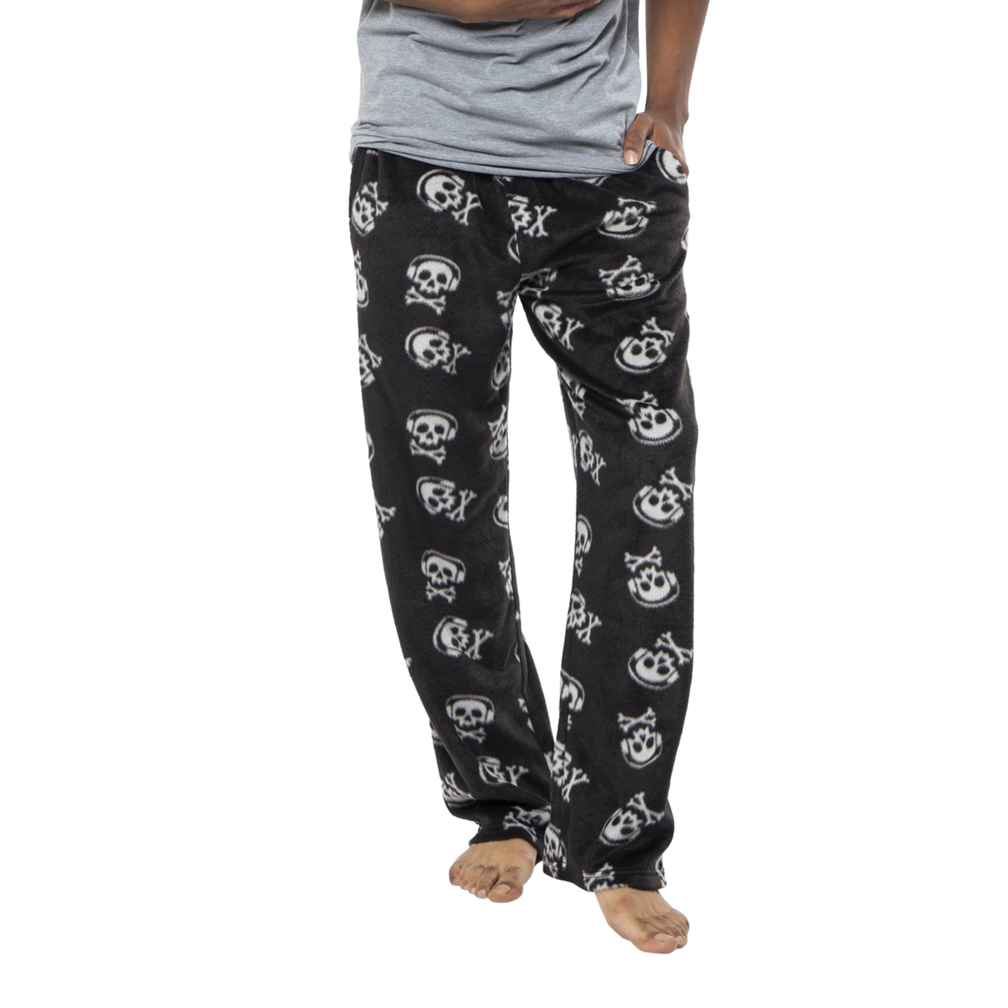 Young Men's Plush Lounge Pants - Skull w/ Headphones