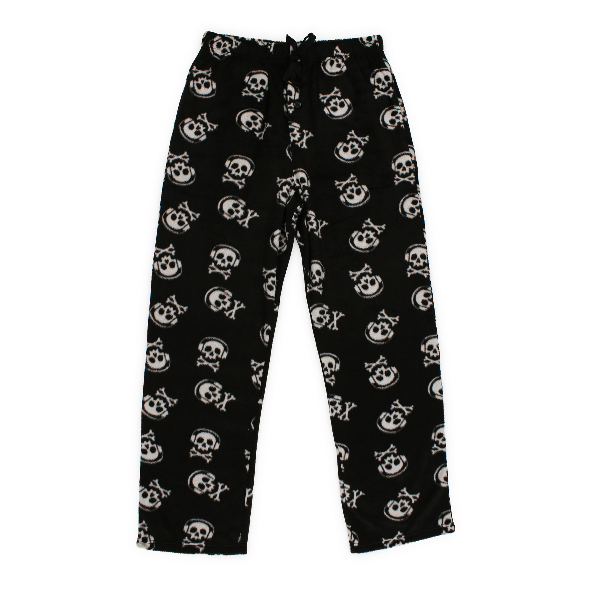 Young Men's Plush Lounge Pants - Skull w/ Headphones