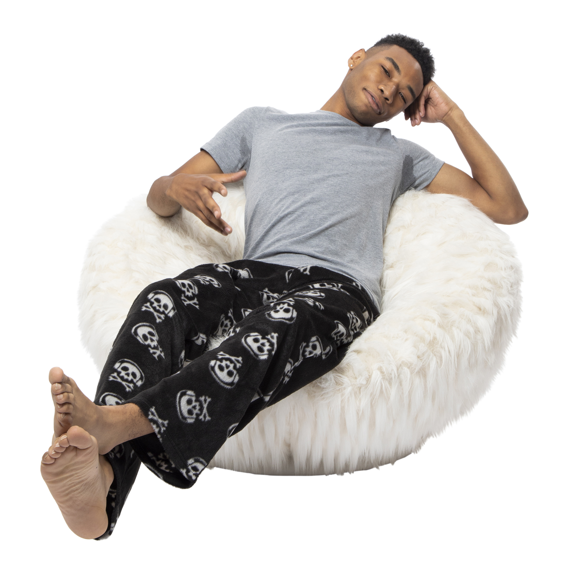 Young Men's Plush Lounge Pants - Skull w/ Headphones