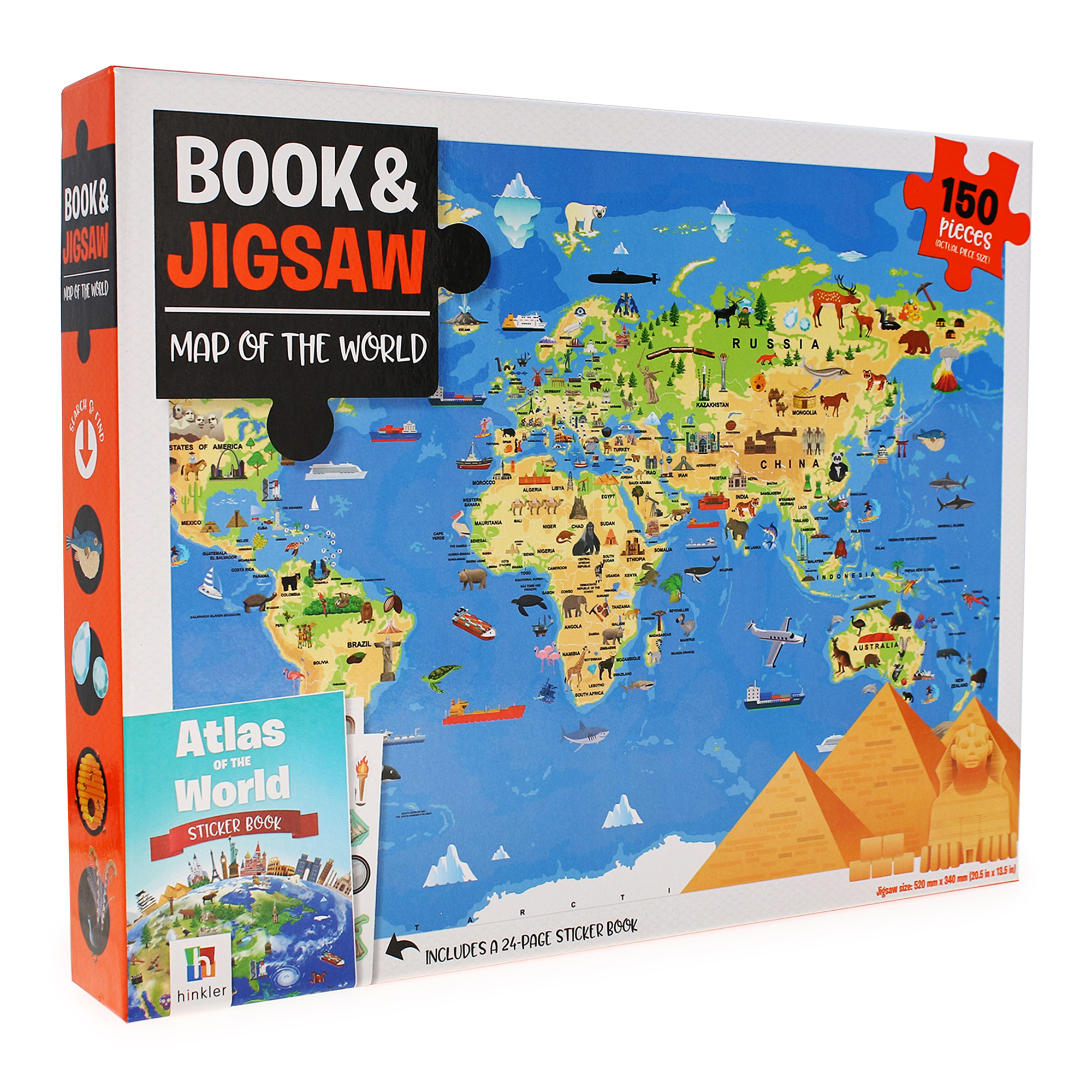 Map Of The World 150-Piece Puzzle & Sticker Book Set
