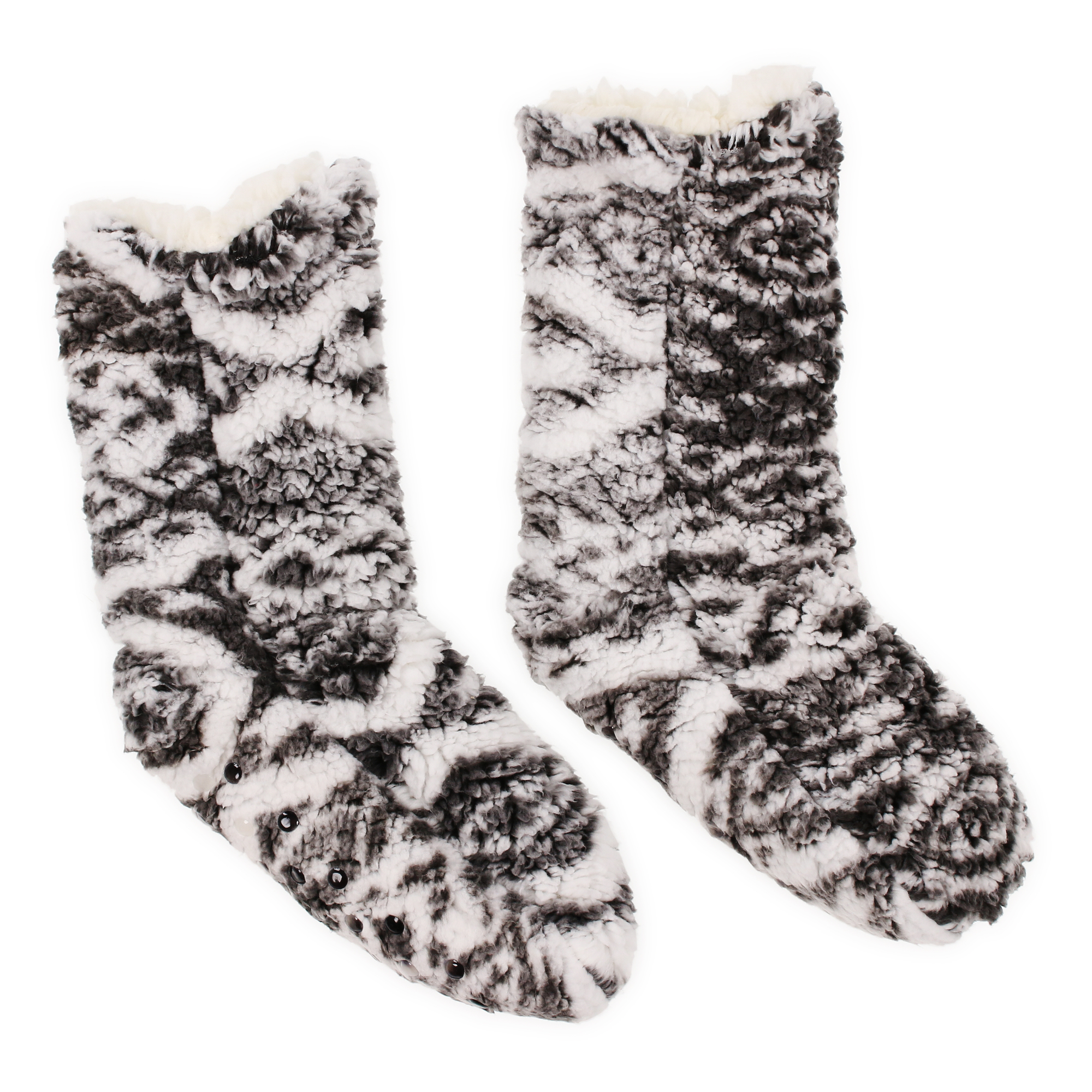 Ladies Printed Sherpa Fleece Slipper Socks