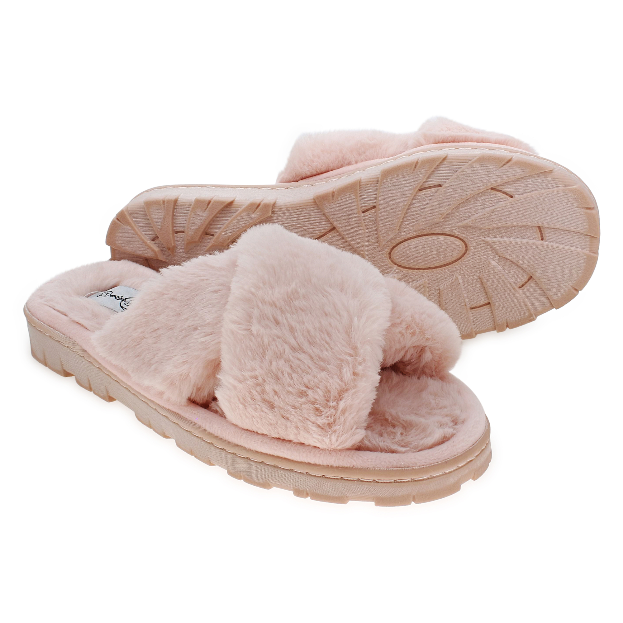 Ladies Faux Fur Slide Sandals