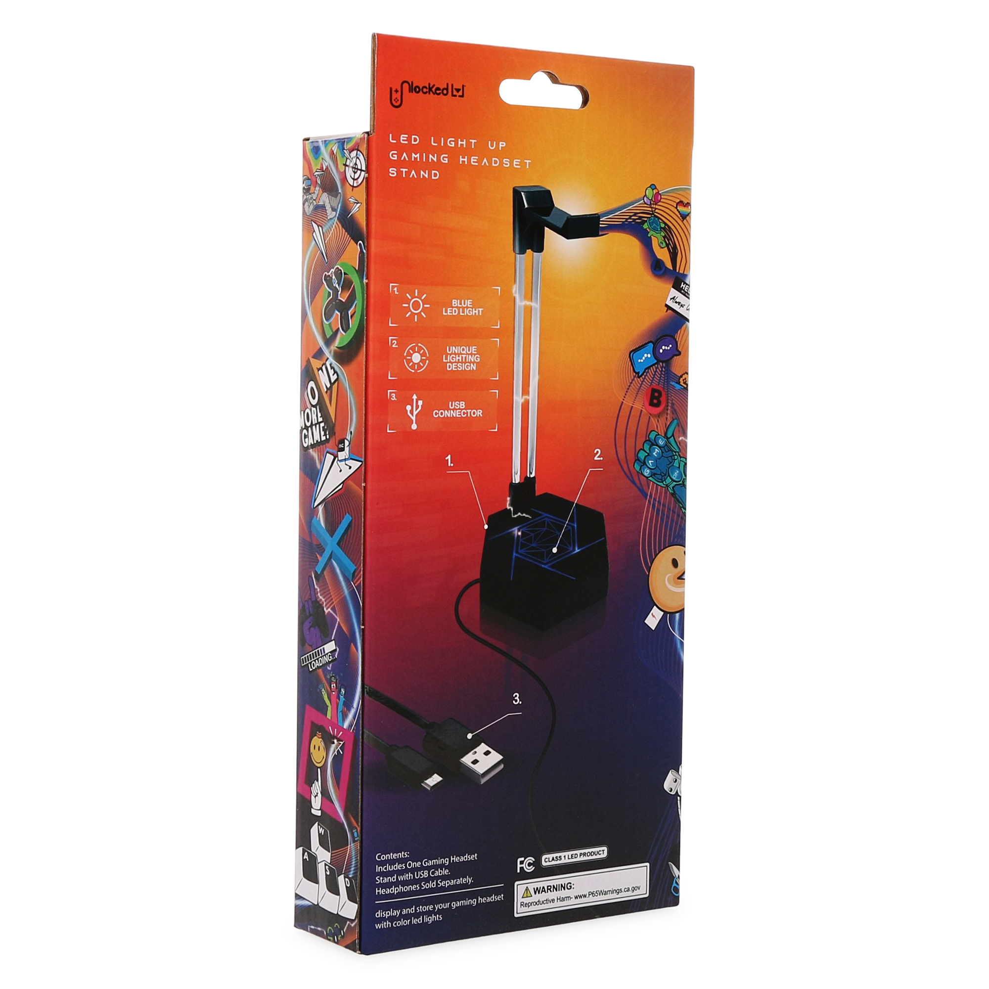 Unlocked Lvl™ Black & Blue Light Up LED Gaming Headset Stand