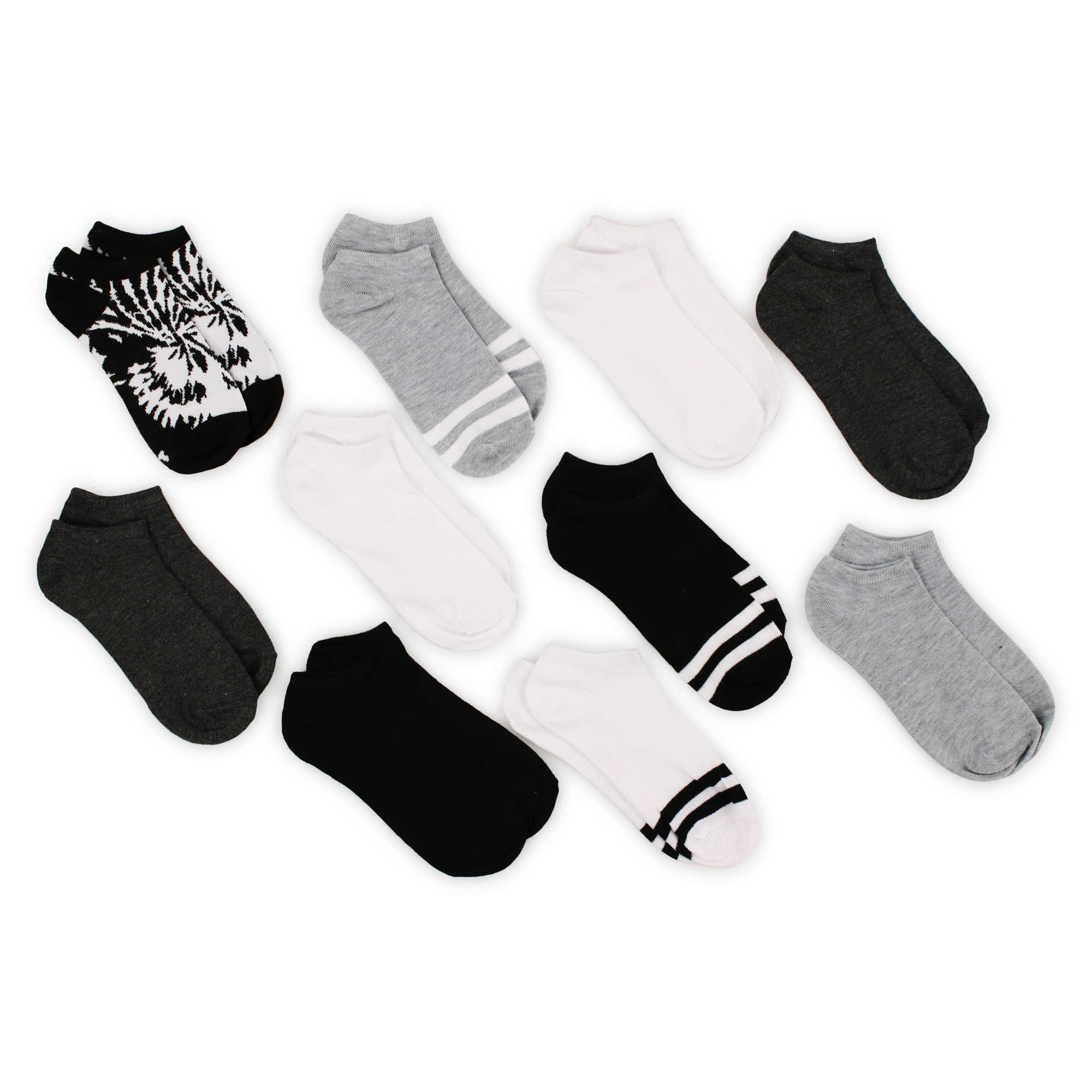 Ladies Low Cut Socks Tie Dye & Solids 10-Pack