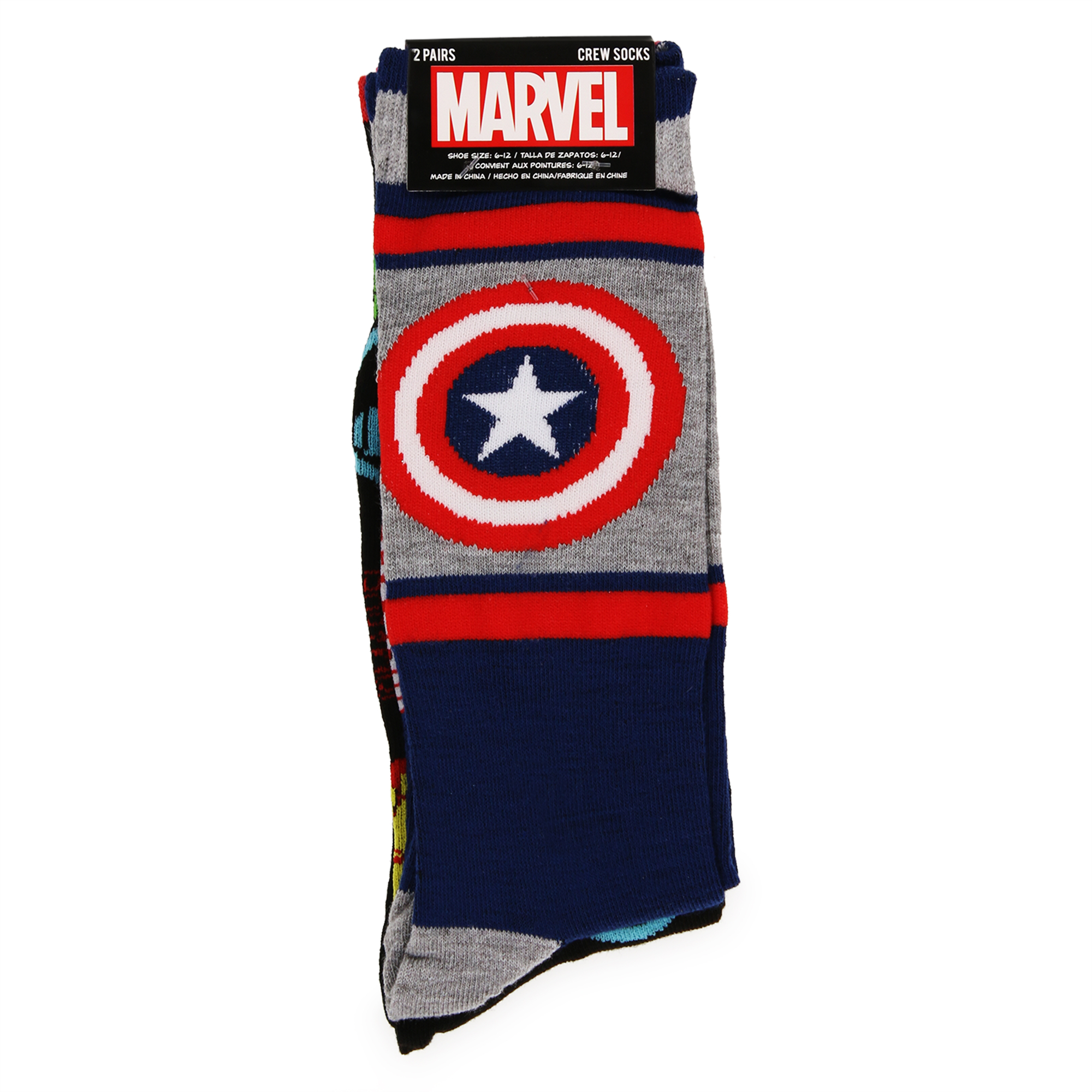 Young Men's Marvel Avengers™ Captain America Crew Socks, 2 Pairs
