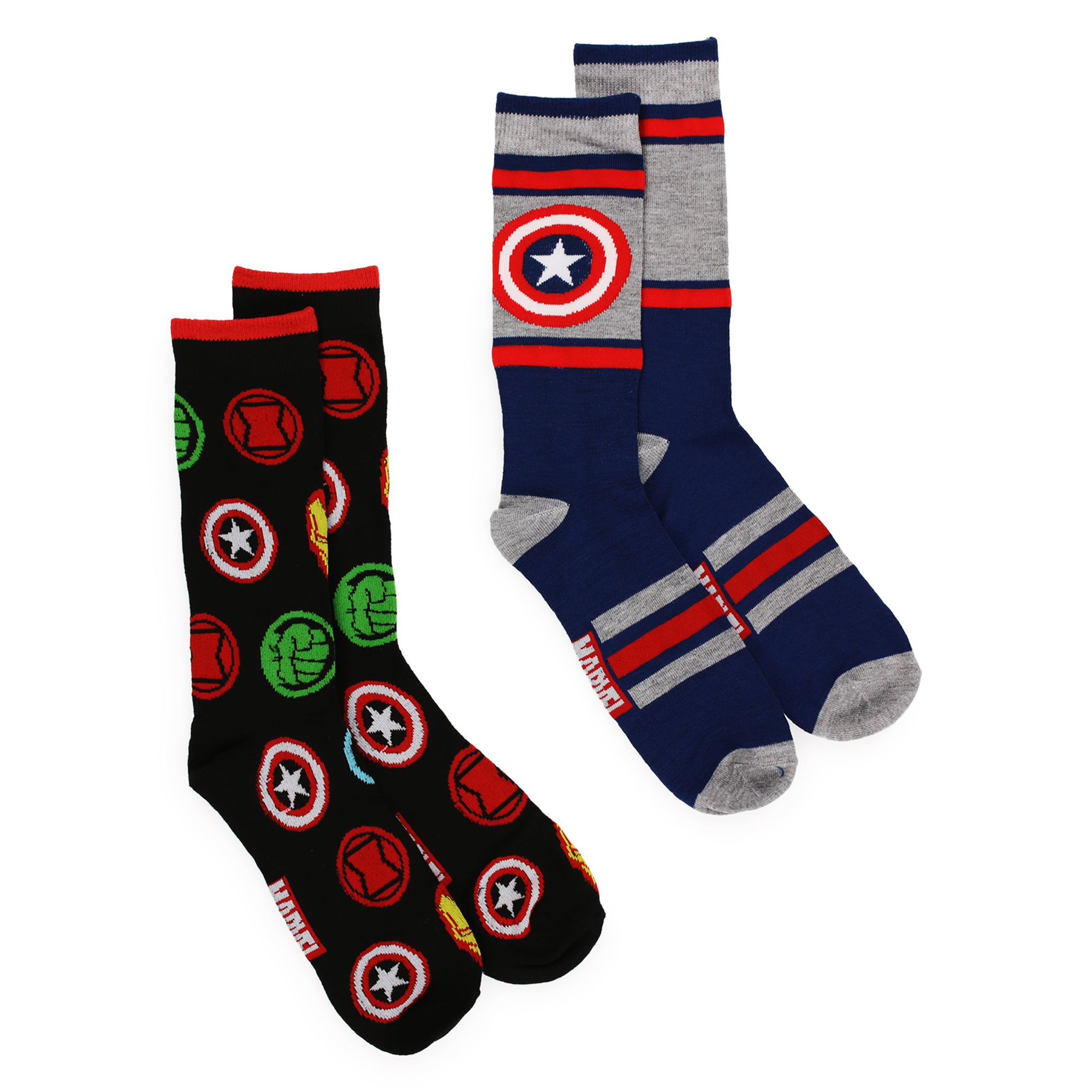 Young Men's Marvel Avengers™ Captain America Crew Socks, 2 Pairs