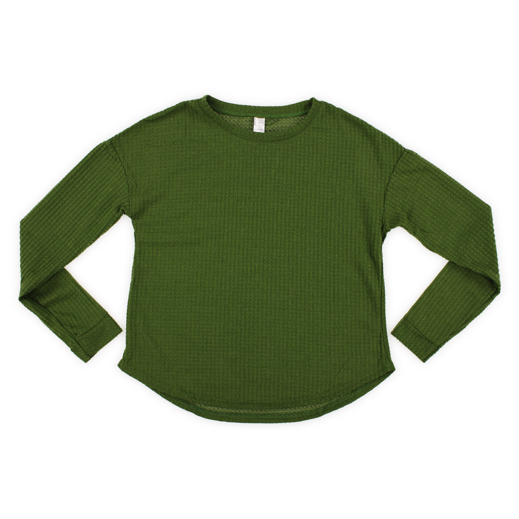 Juniors Waffle Knit Lounge Top - Green