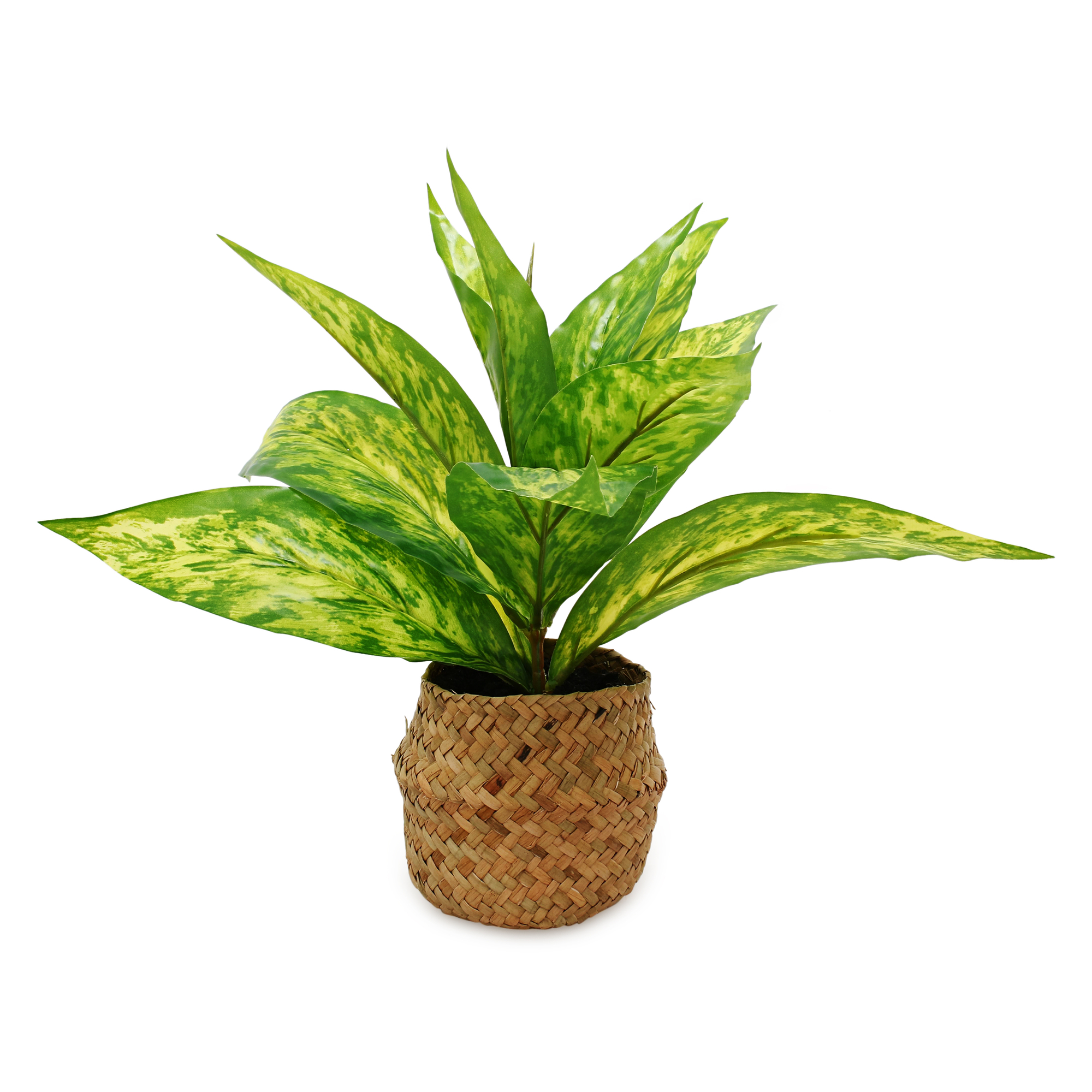 13in Faux House Plant Woven Basket Planter