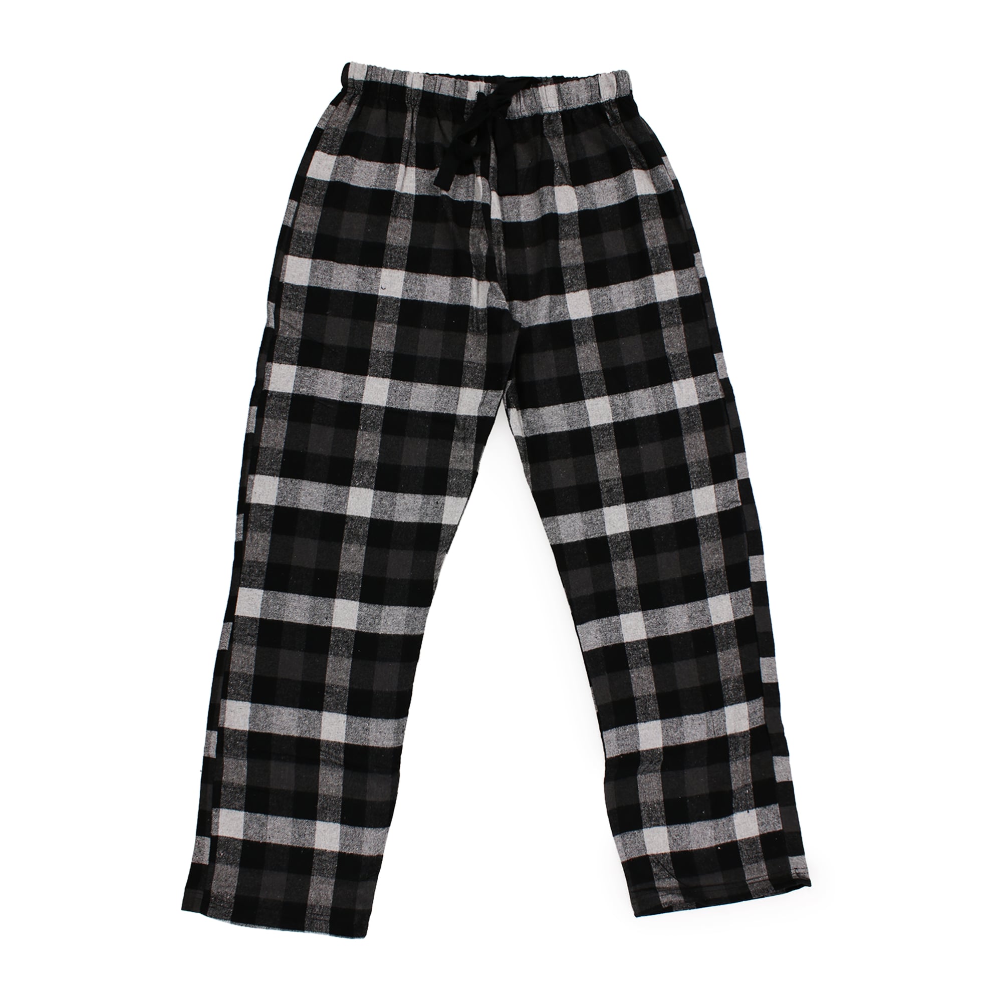 Young Men's Black & White Buffalo Plaid Flannel Lounge Pants