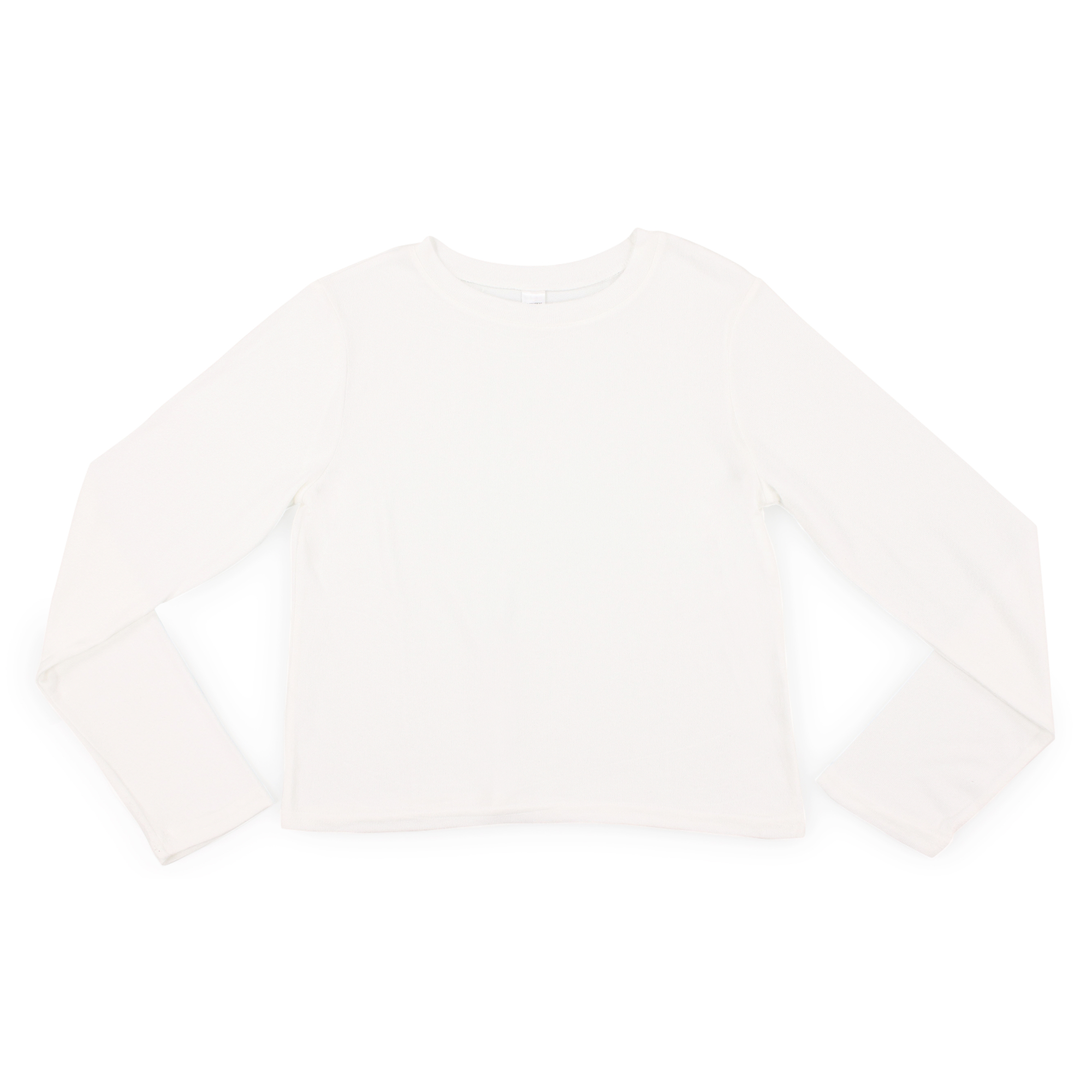 Juniors Long Sleeve Crop Top - White