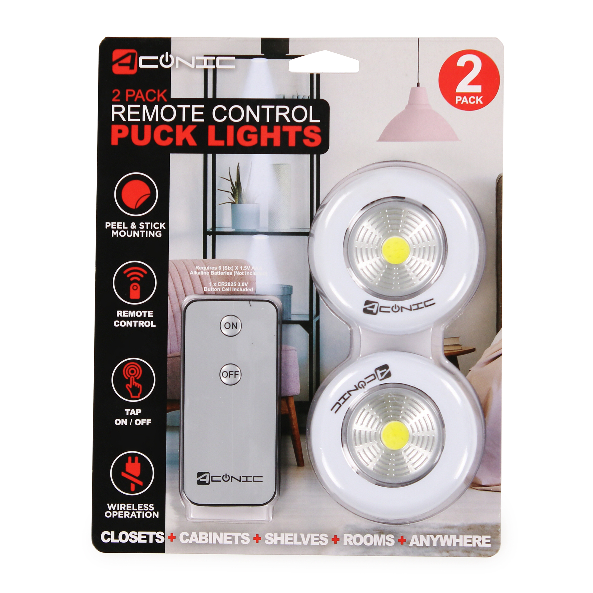 2-Pack Wireless LED Touch Lights With Remote Control