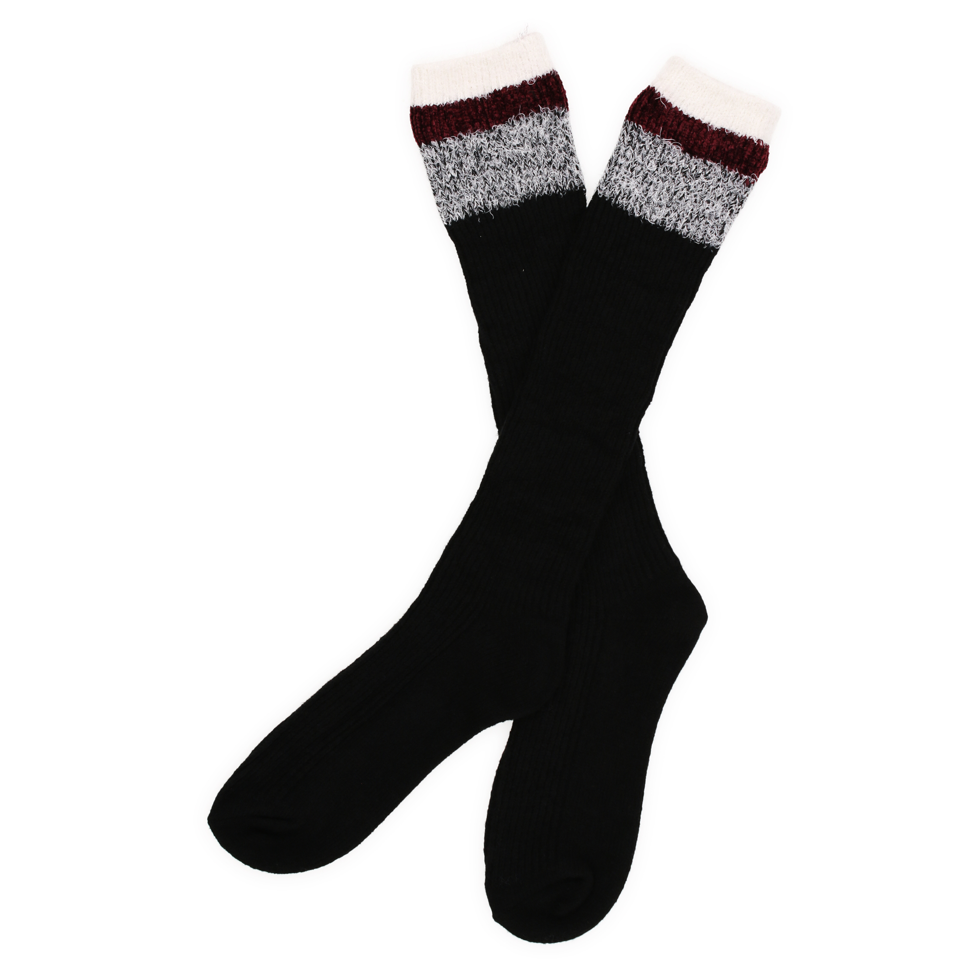 Ladies Mixed Knit Slouchy Cabin Socks, 1 Pair