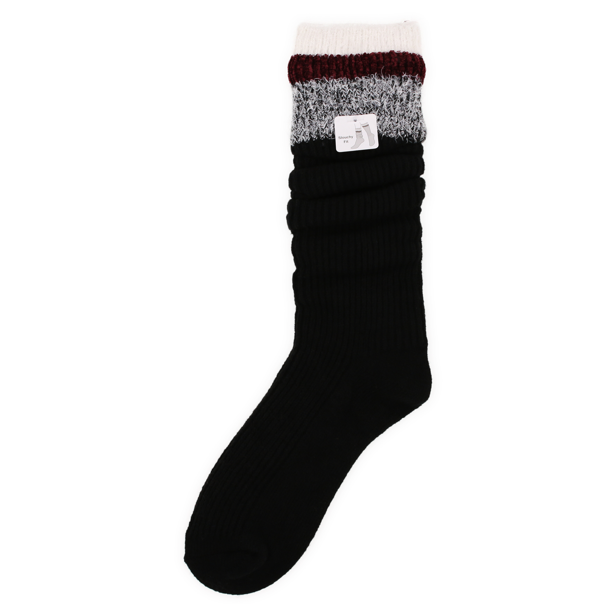 Ladies Mixed Knit Slouchy Cabin Socks, 1 Pair