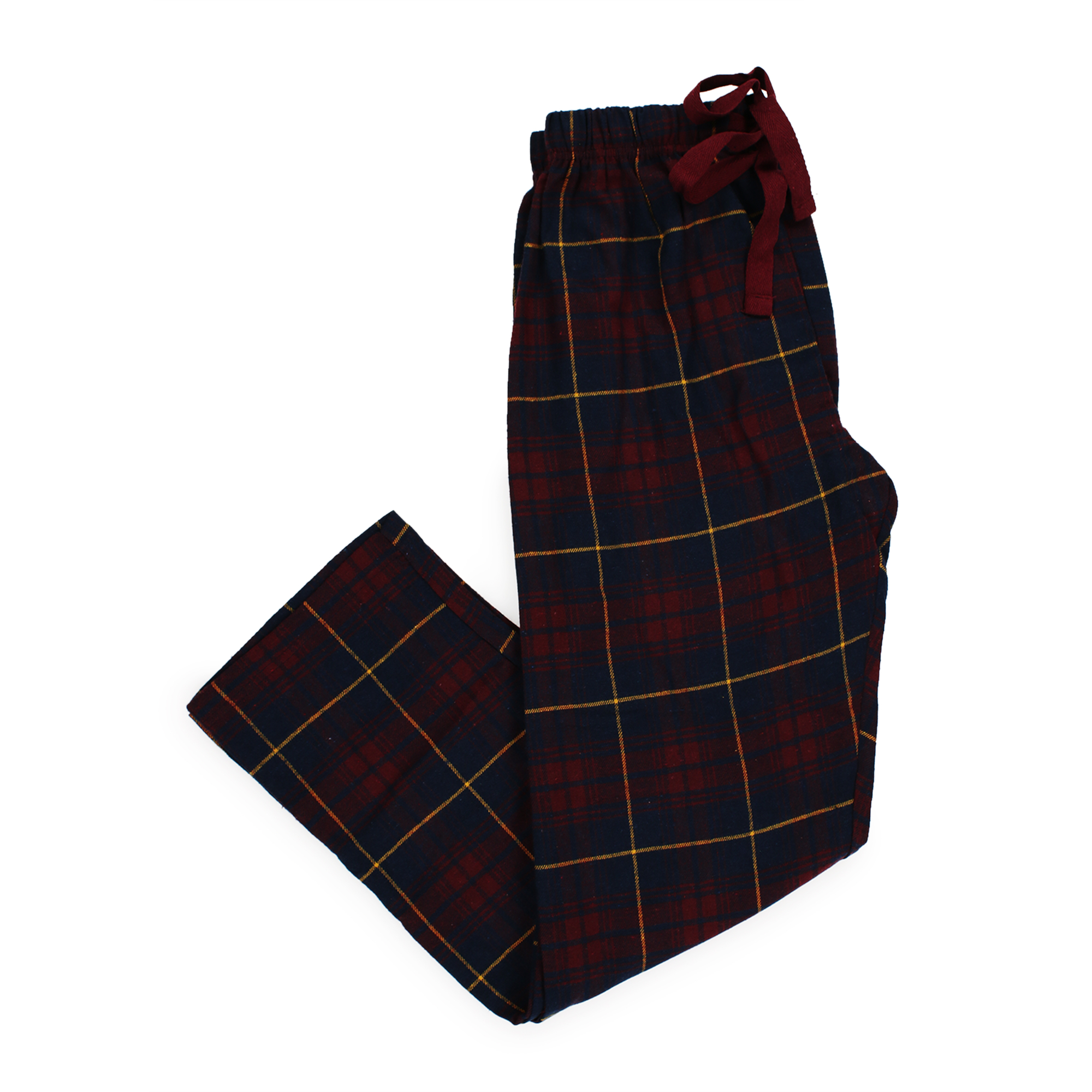 Young Men's Burgundy Plaid Flannel Lounge Pants