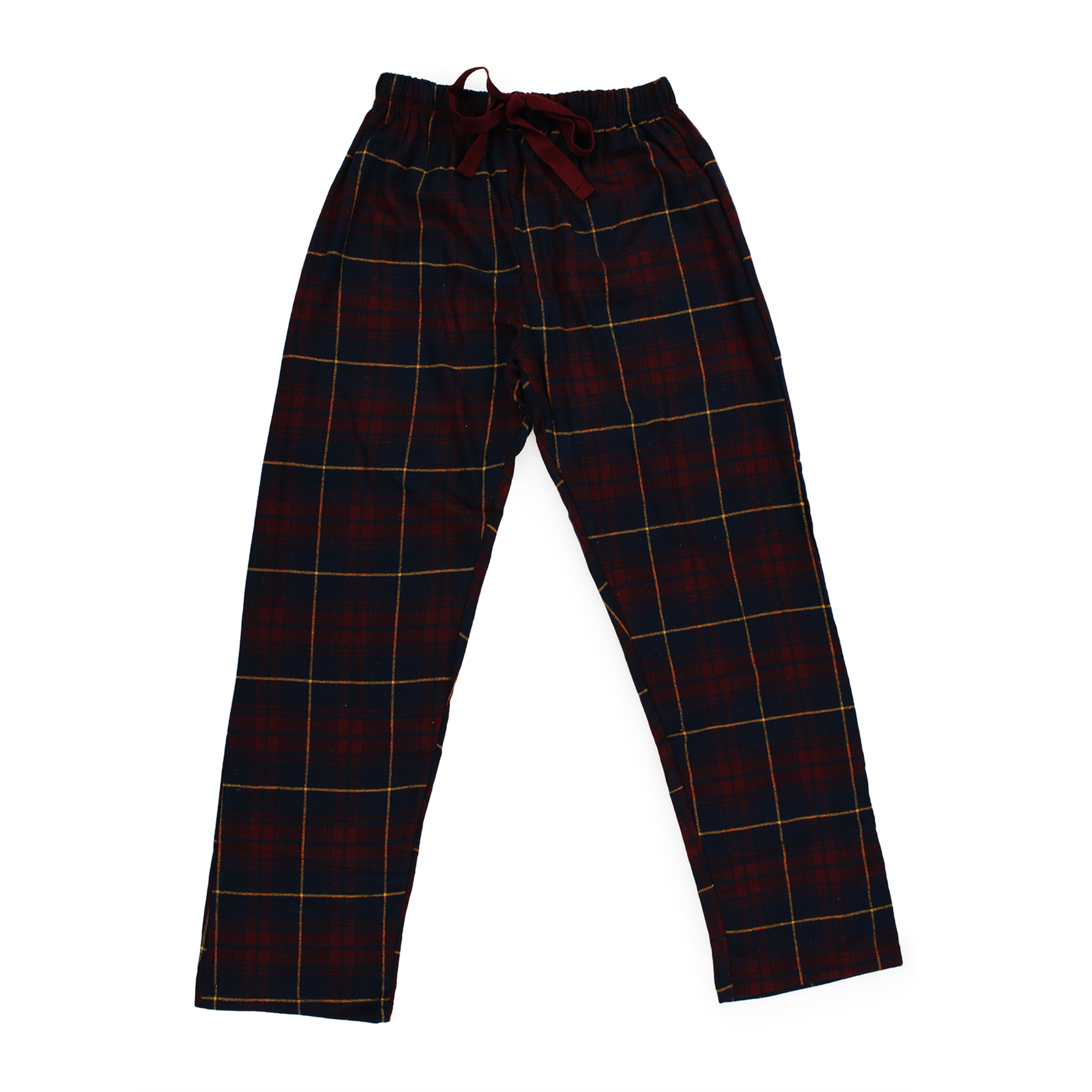 Young Men's Burgundy Plaid Flannel Lounge Pants