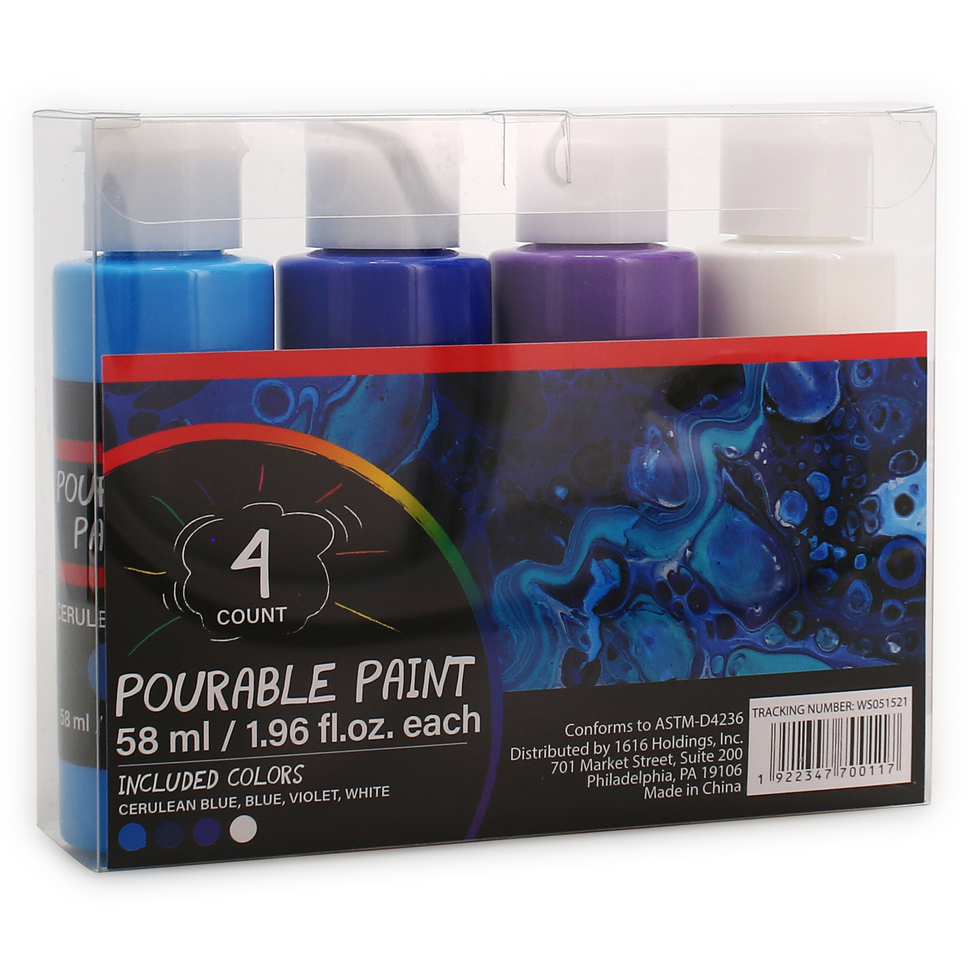 Pourable Paint Set 4-Count/58ml Each