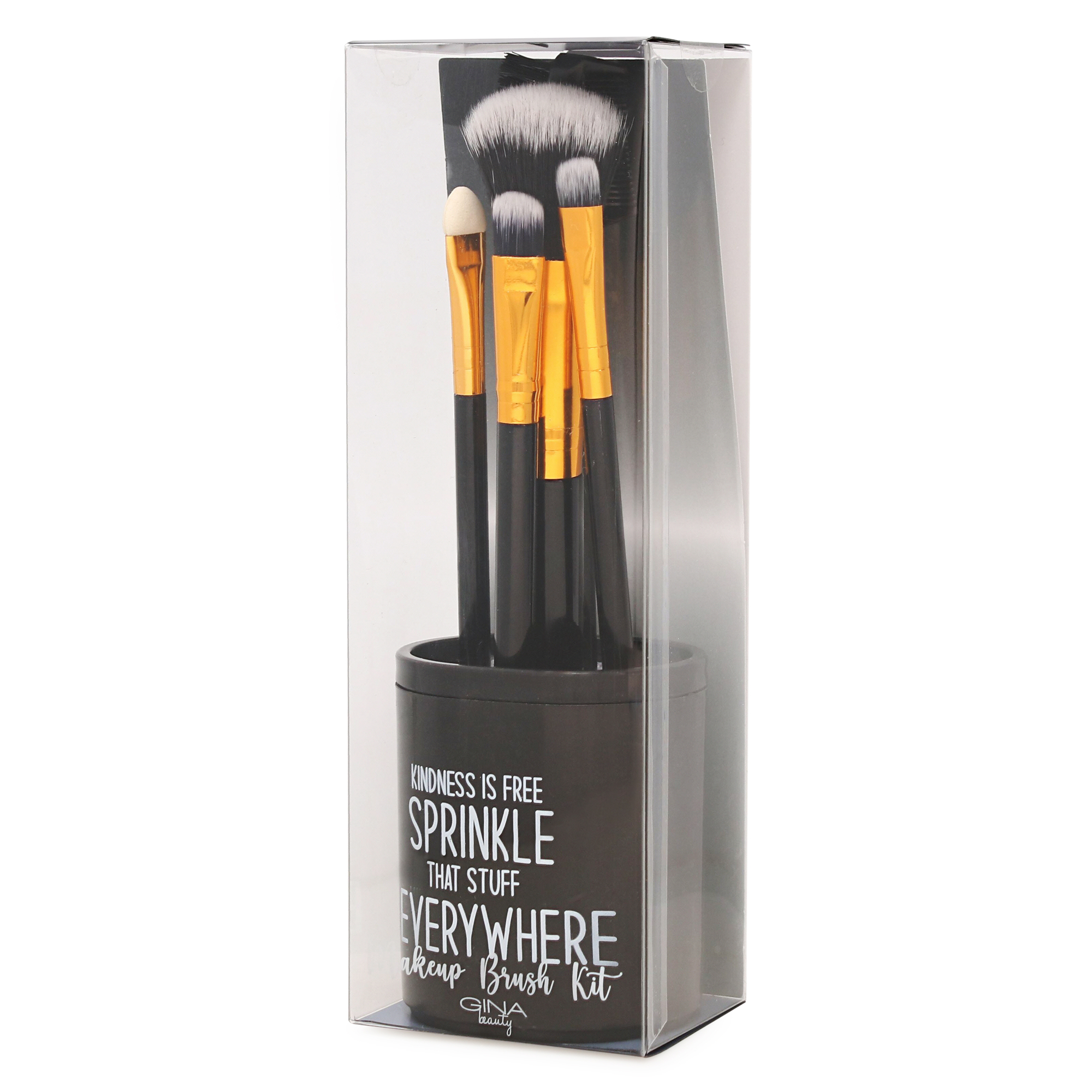 6-Piece Makeup Brushes & Holder With Quote Set