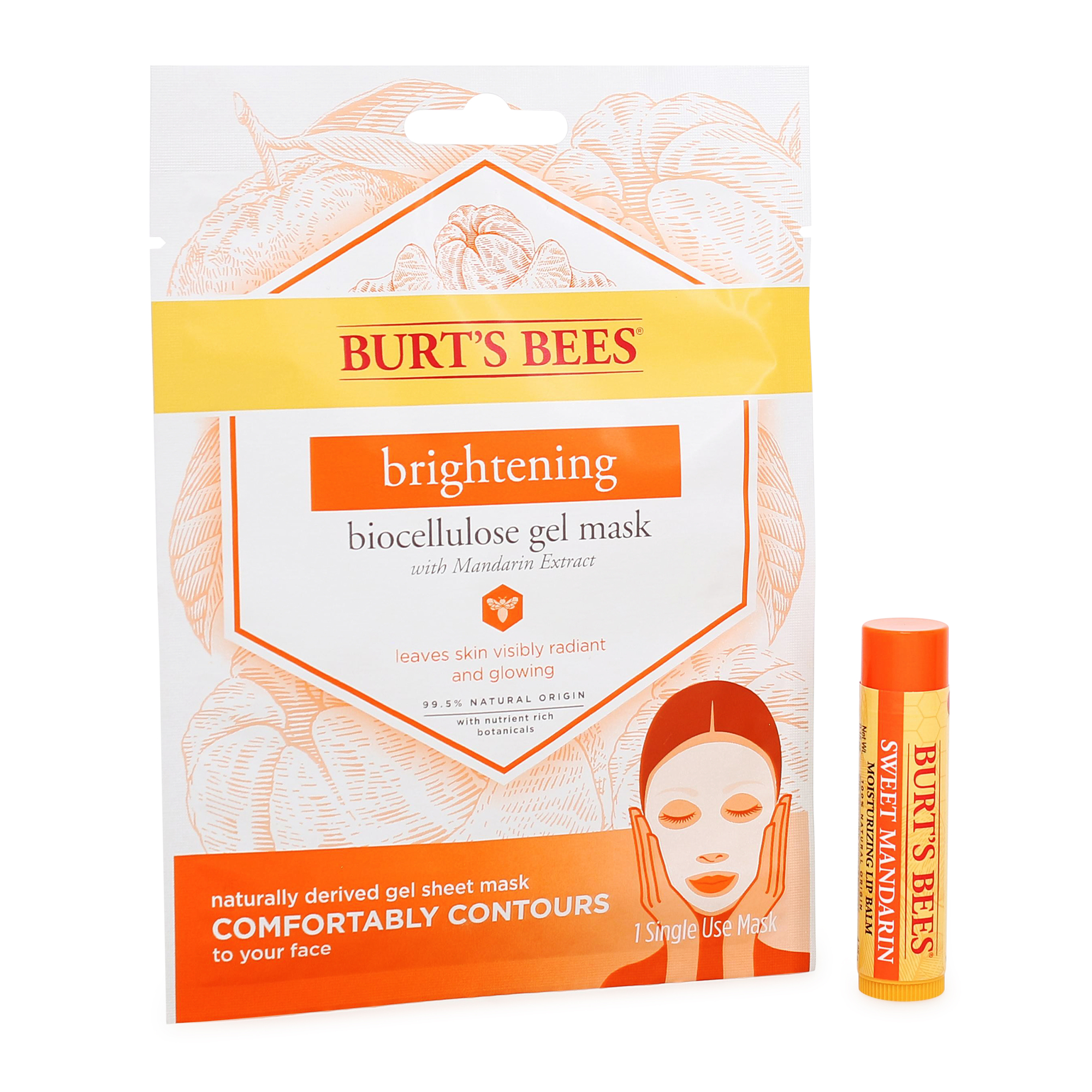 Burt's Bees® Me Moment Duo - Brightening Biocellulose Gel Mask & Sweet Mandarin Lip Balm