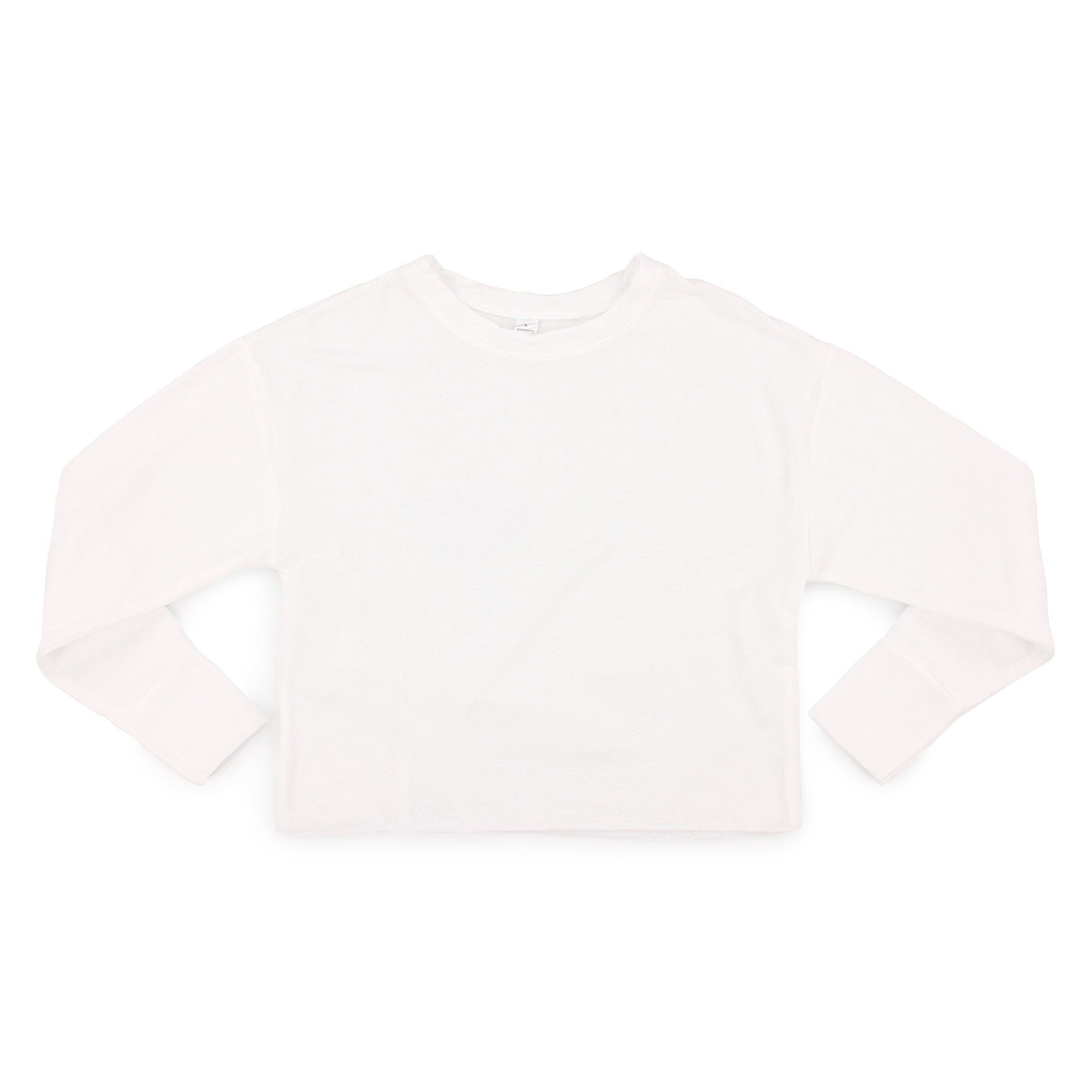 Juniors Cropped Sweatshirt Top - White