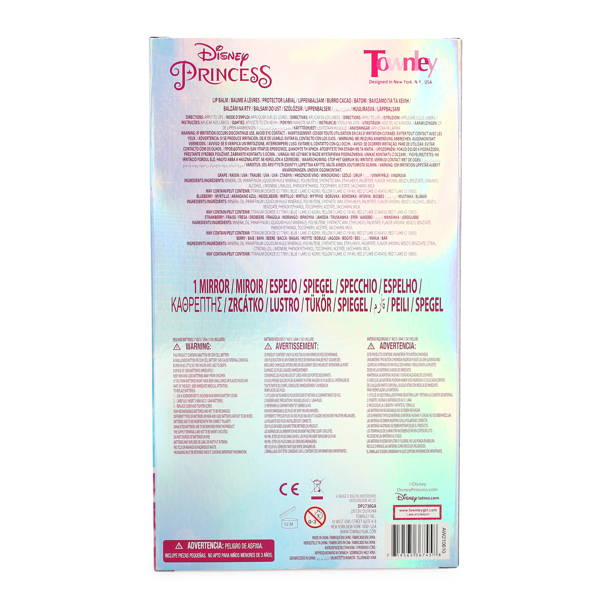 Disney Princess Light-Up Hand Mirror & Lip Balm Set