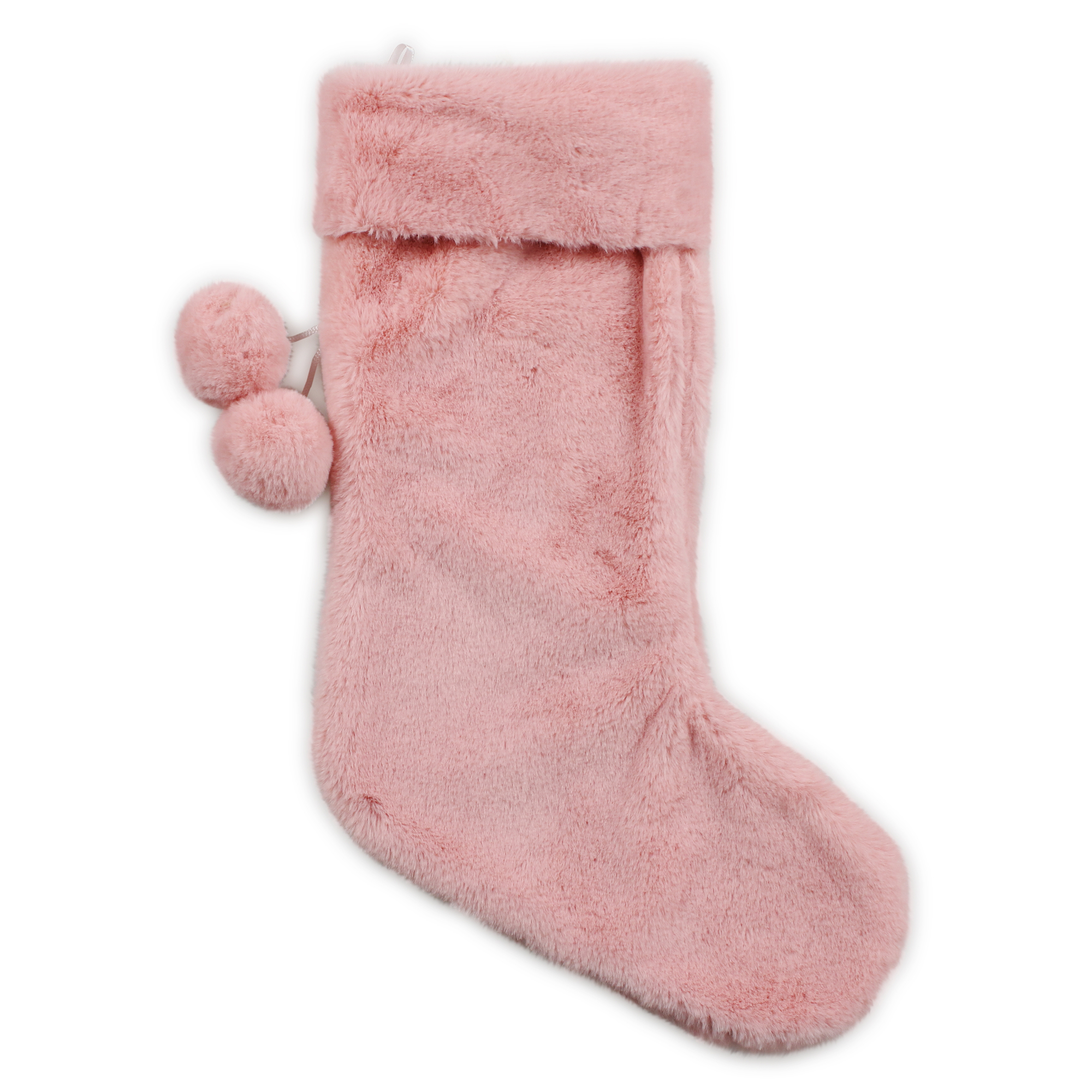 Holiday Stocking 20in - Pink Faux Fur