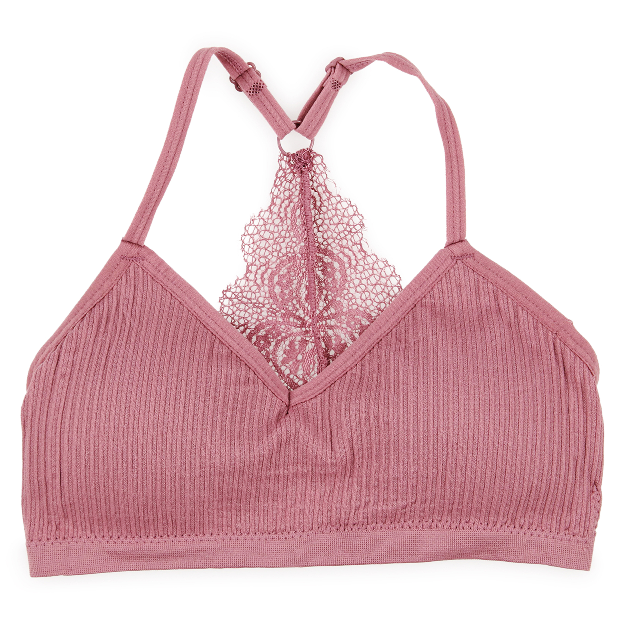 Lace T-Back Bralette - Mauve
