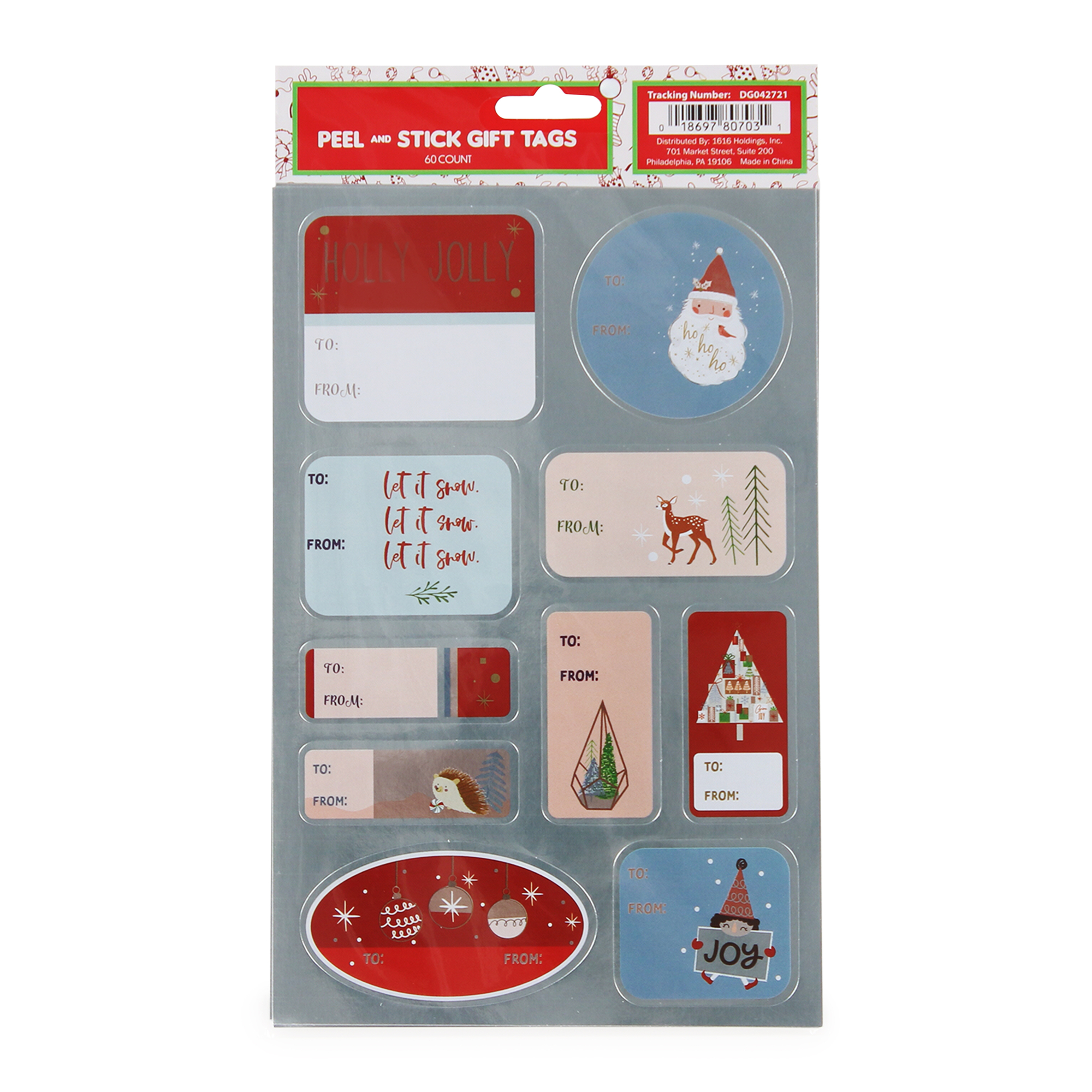 Holiday Trendy Peel & Stick Gift Tags 60-Count