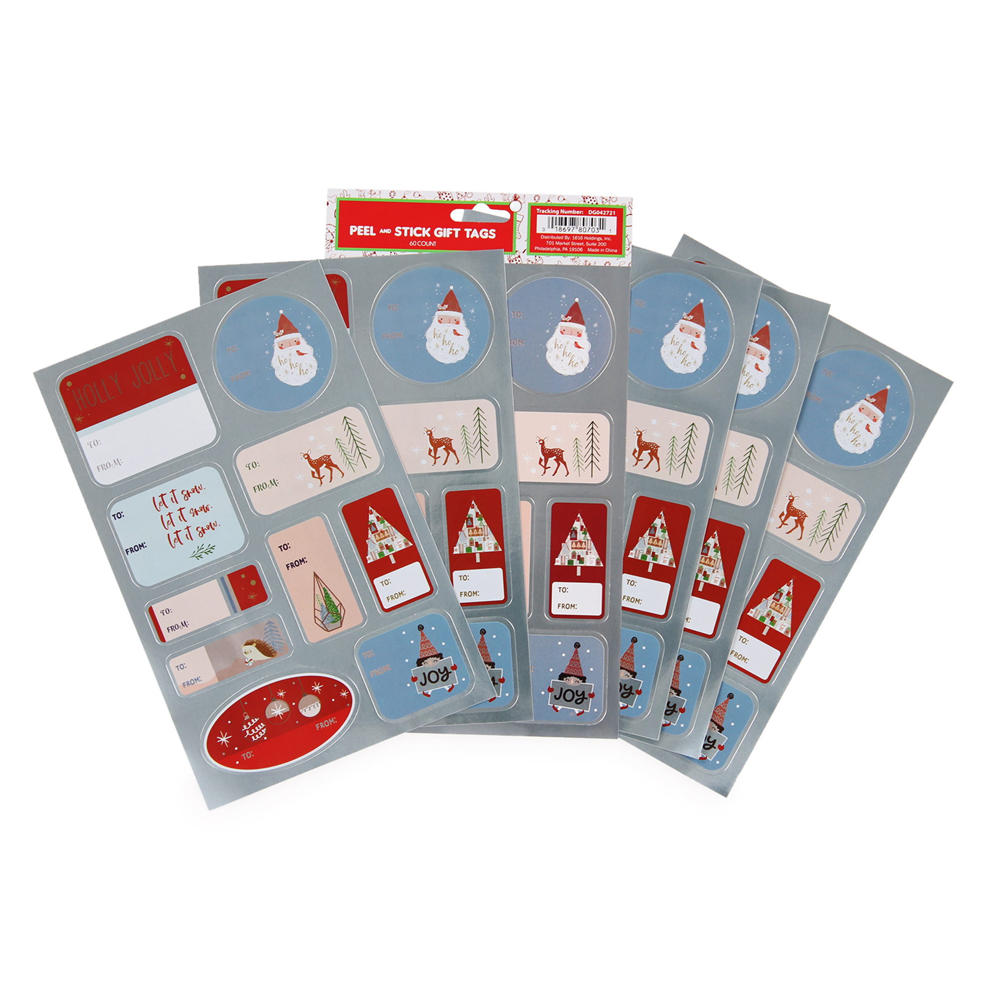Holiday Trendy Peel & Stick Gift Tags 60-Count