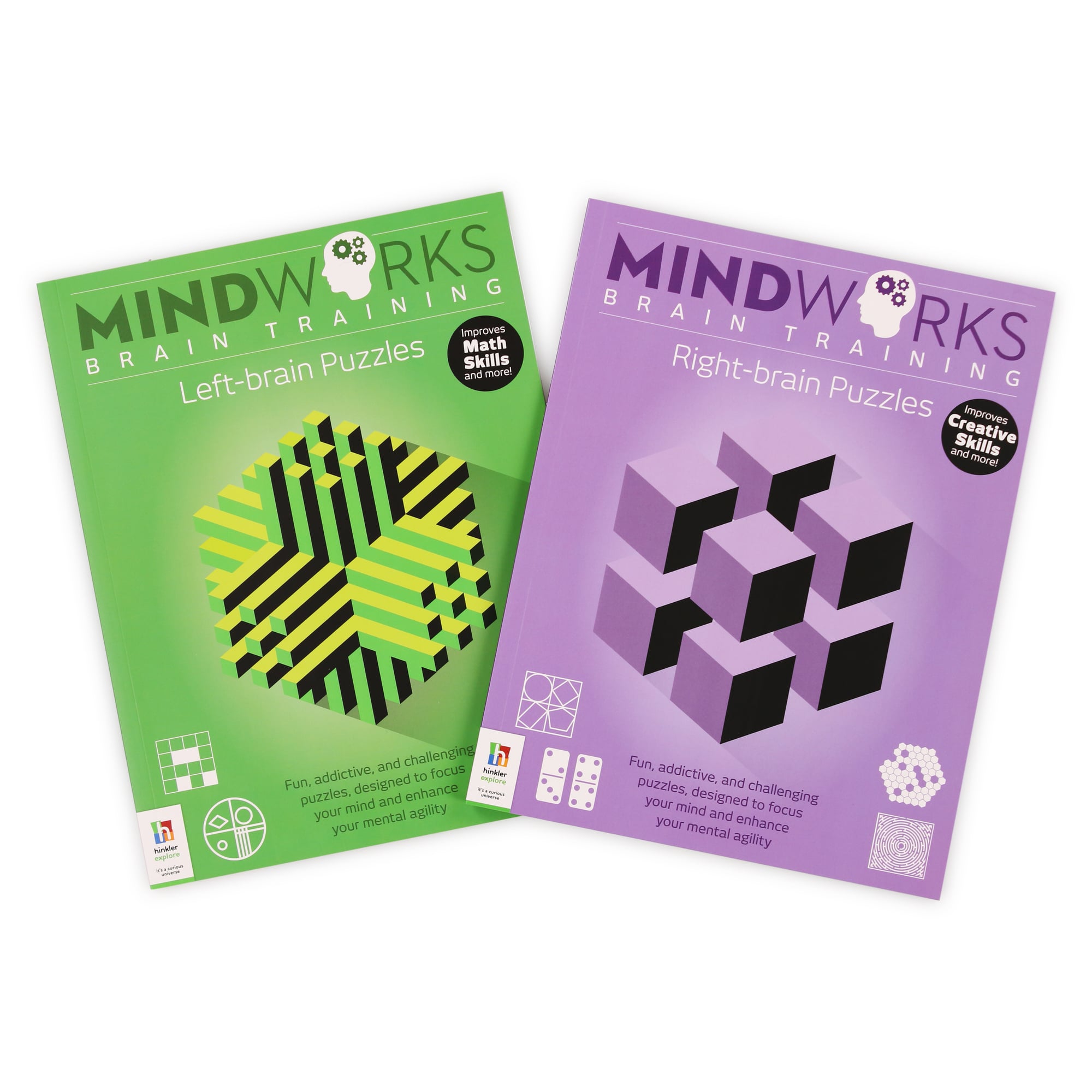 Mindworks Training Puzzle Books Bundle - Left Brain & Right Brain Puzzles