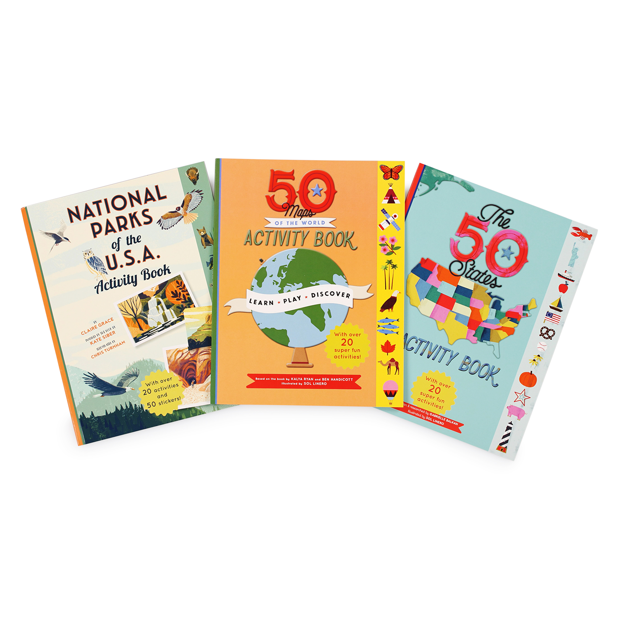 Kid's World Activity Book Bundle: National Parks, Maps Of The World, The 50 States